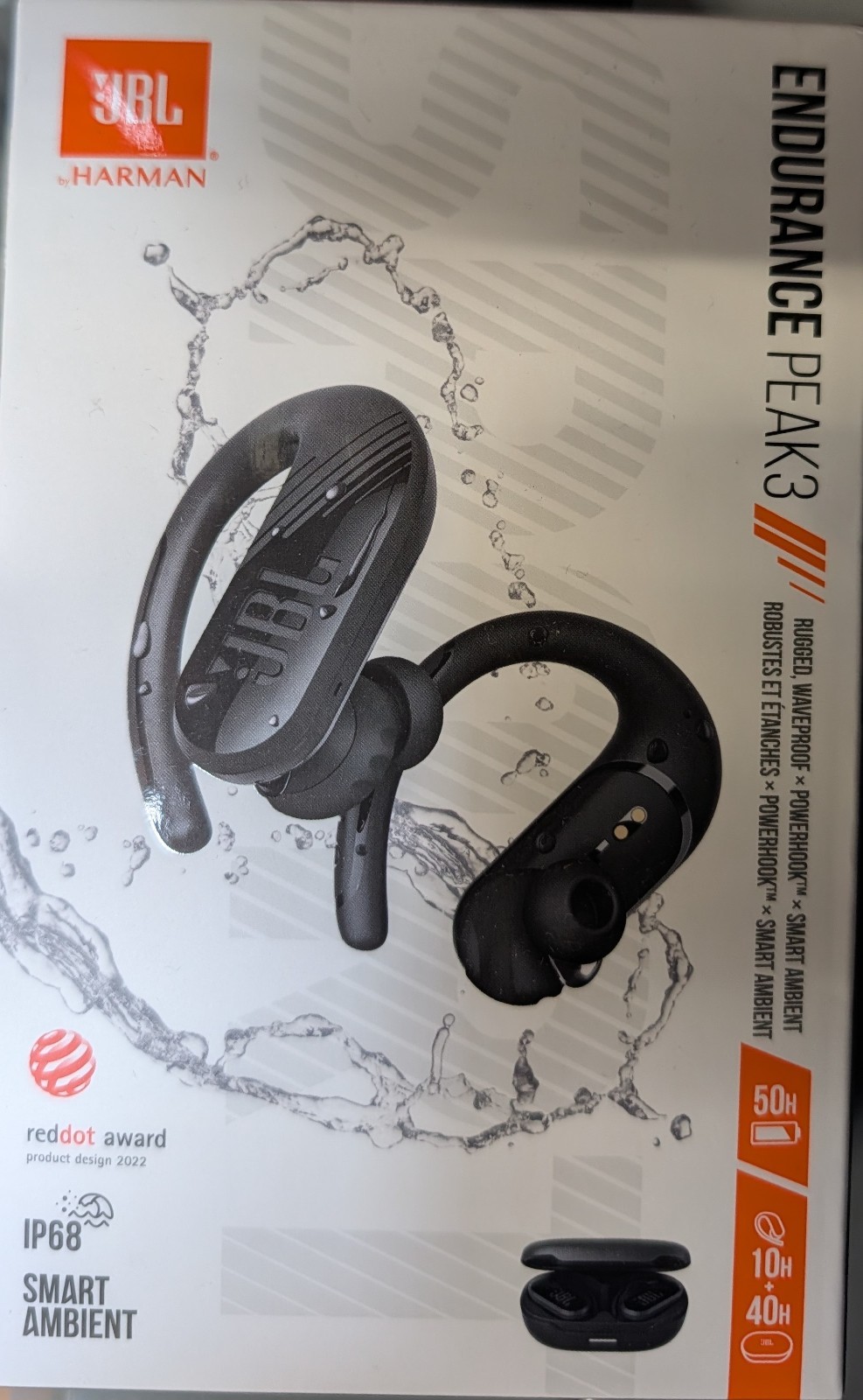 JBL Endurance Peak 3 True Wireless Bluetooth In-Ear Headphones Black