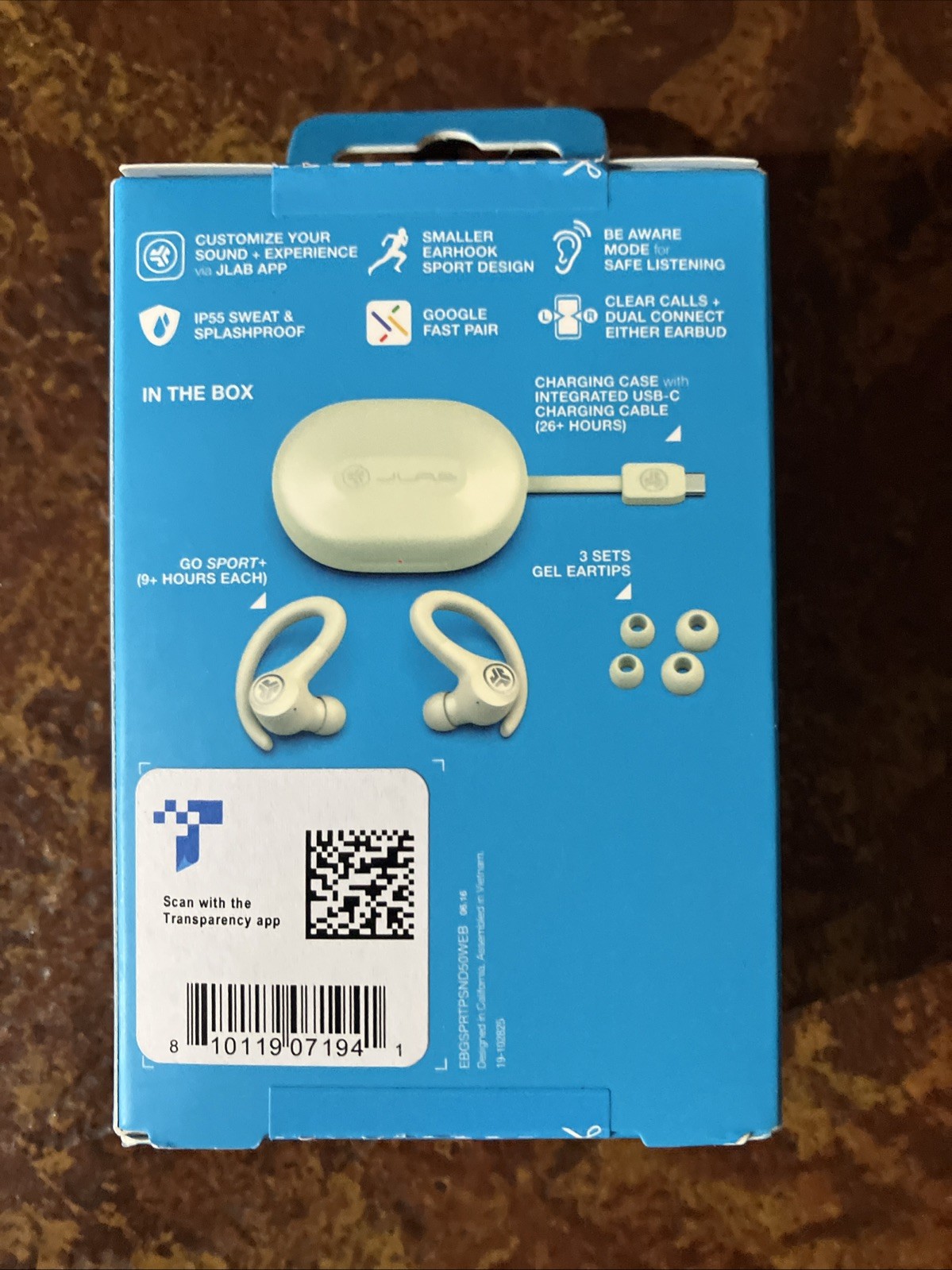 NEW JLab Go Sport+ True Wireless Bluetooth Earbuds Charging Case, Light Blue