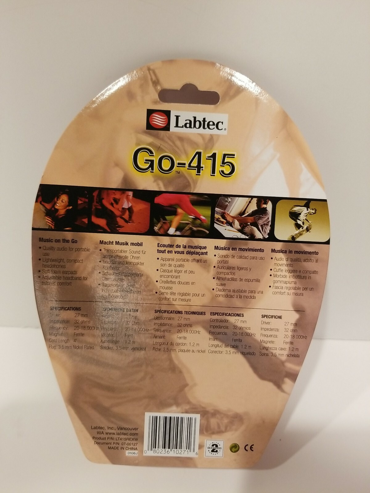 Labtec Go 415 Headband Headphones – Black. New in box