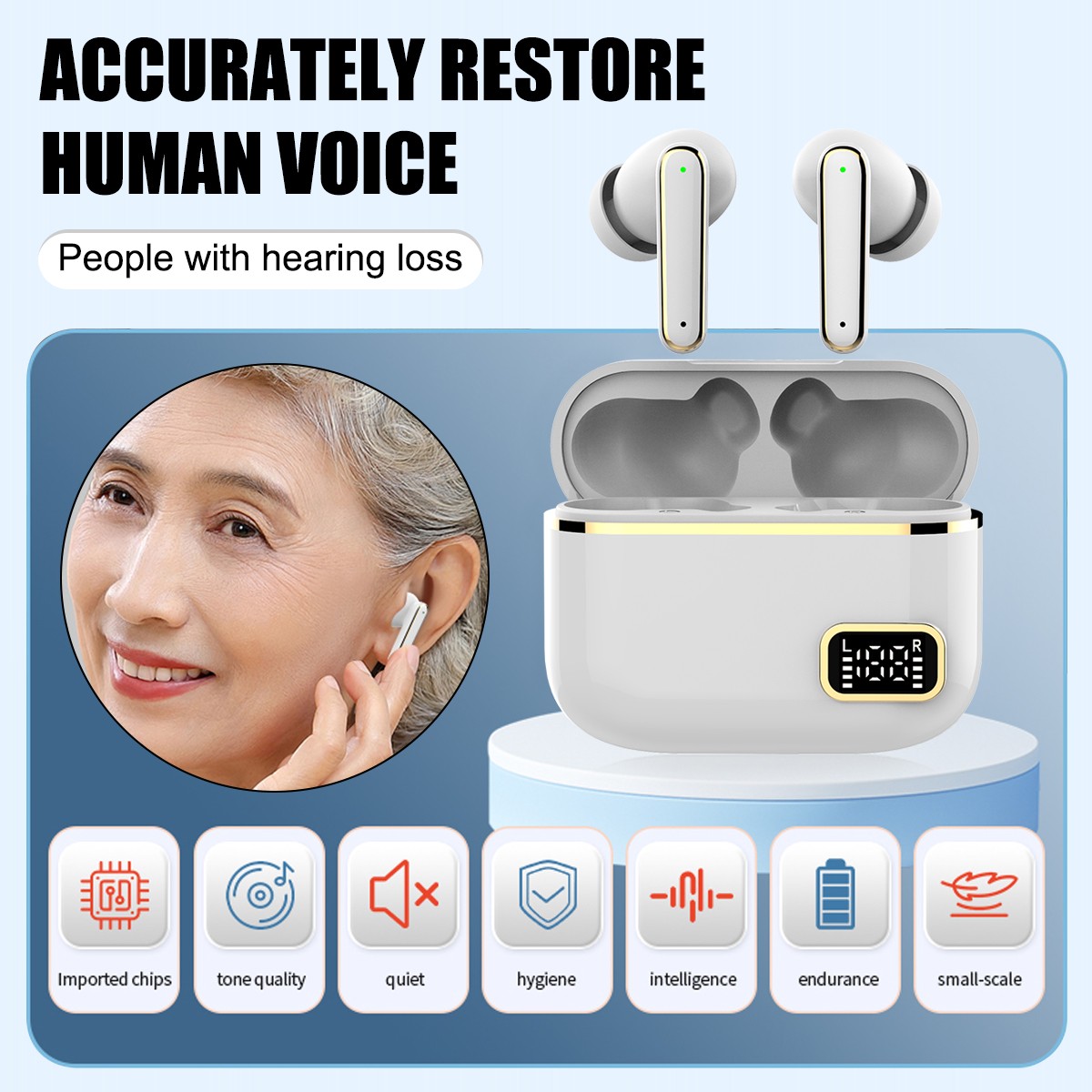 Seniors Bluetooth Headset Hearing Aid Noise Cancelling Sound Amplifier Headset