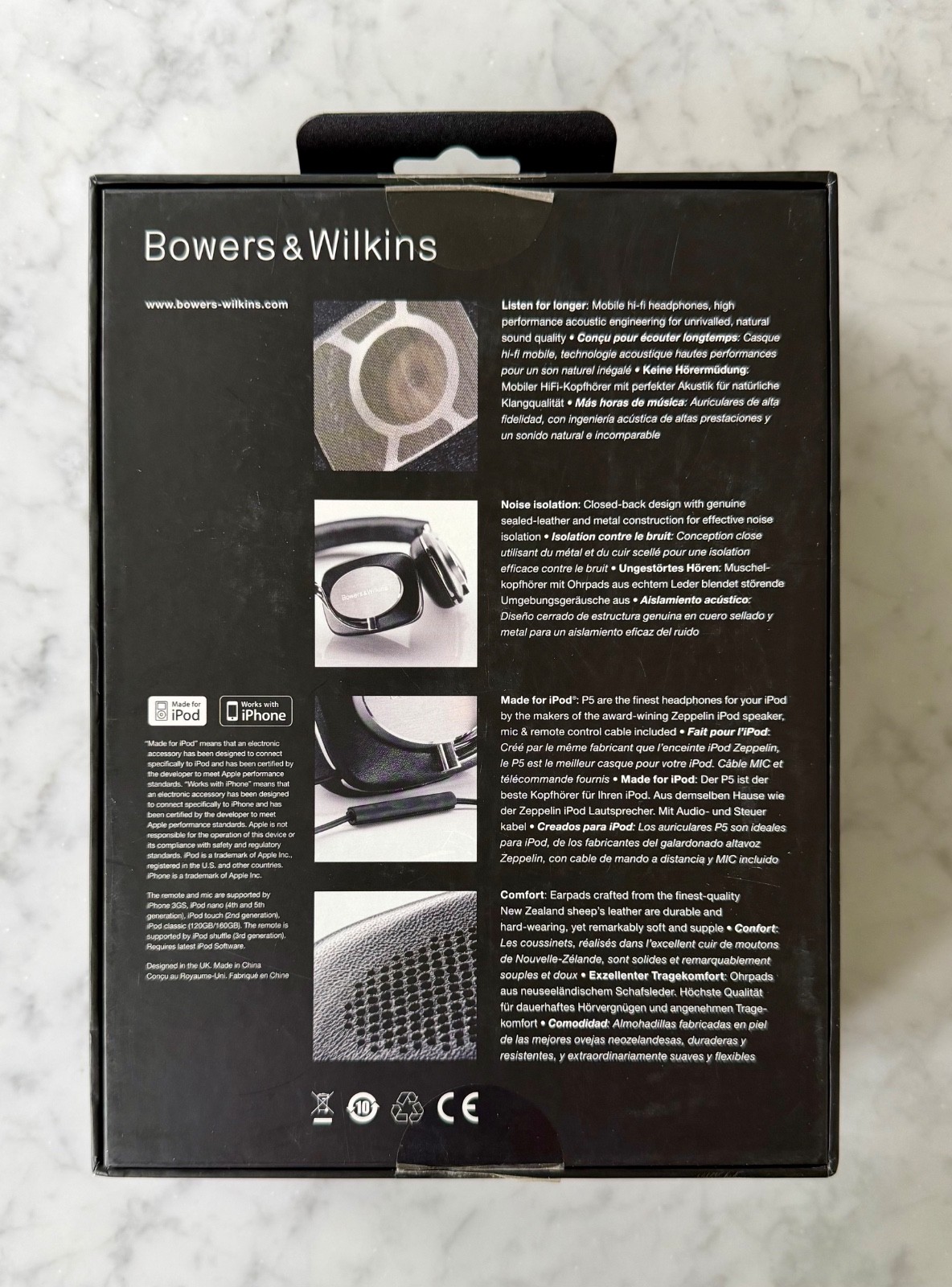 Bowers & Wilkins P5 Mobile Hi-Fi Headphones – w/case & cable, Black, MINT COND.