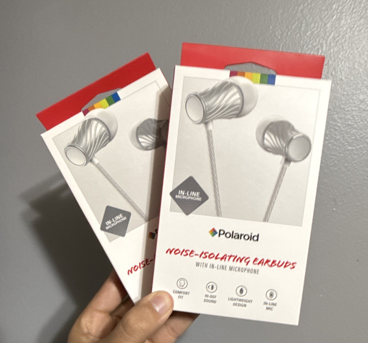 2 Pack Polaroid Noise-Isolating In-Ear Earbuds Mic/Inline Control 3.5mm 1.2m