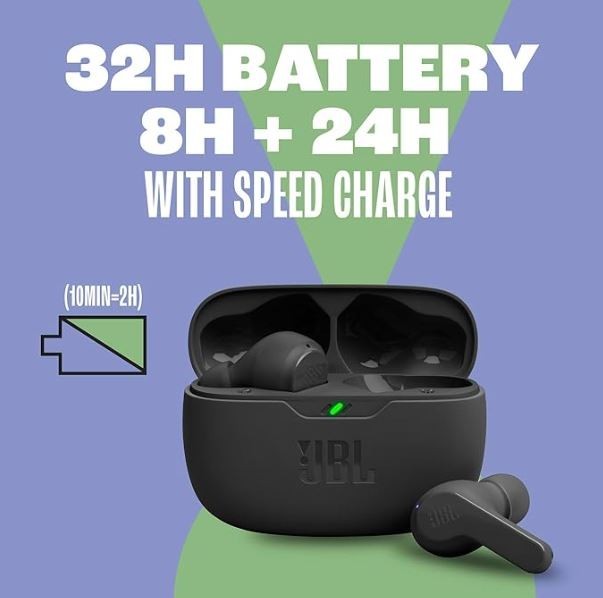 Genuine JBL Vibe Beam – True Wireless JBL Deep Bass Sound Earbuds, Bluetooth 5.2