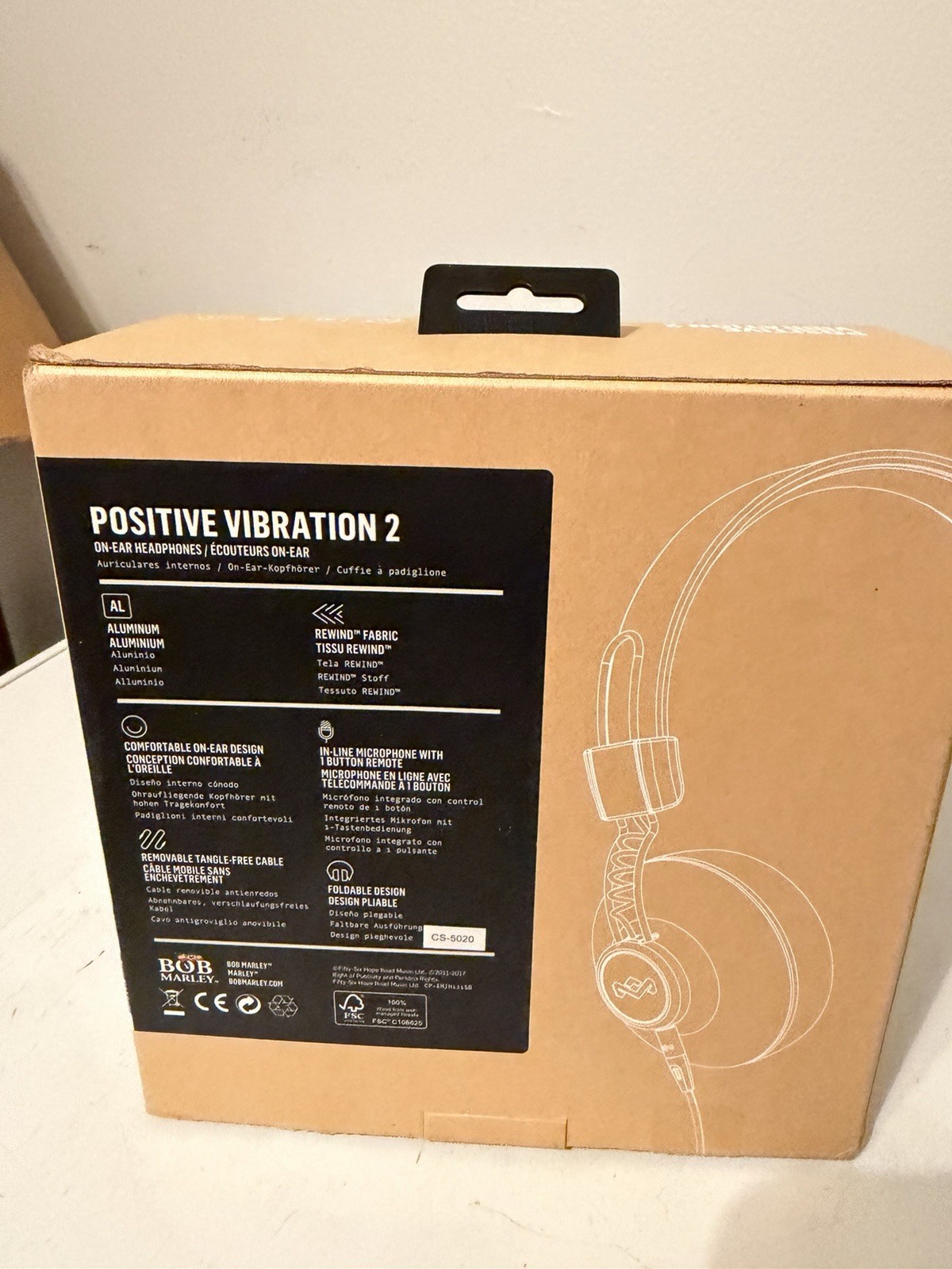 House of Marley Positive Vibration 2 On-Ear Wired Headphones Open Box
