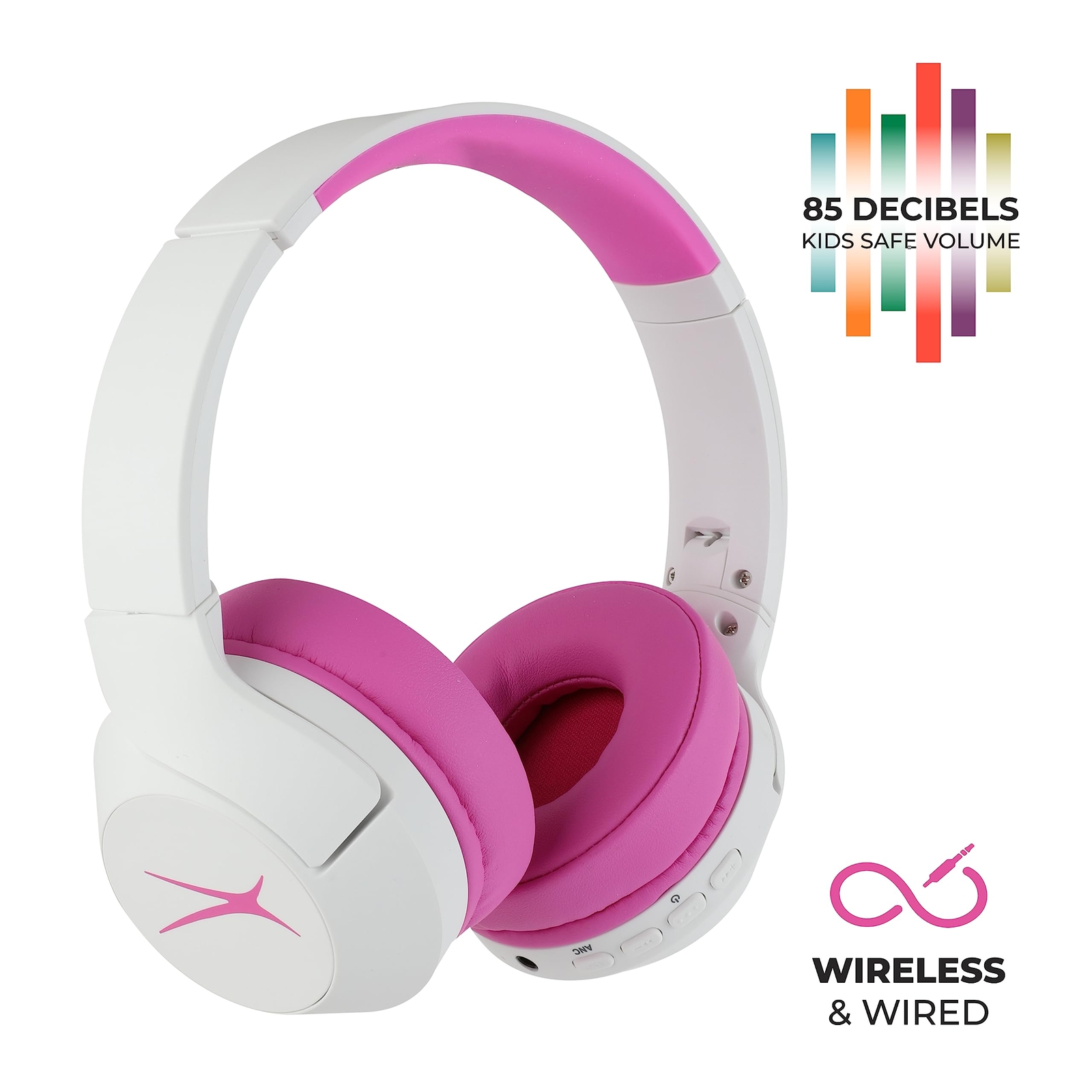 Altec Lansing Kid Safe Noise Cancelling Wireless Headphones 15H Battery, 85dB