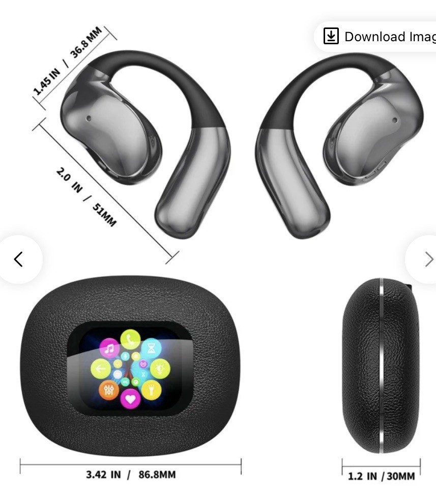 Open-Ear Bluetooth V5.4 Headphones Wireless Earbuds AI Translator Touch Screen