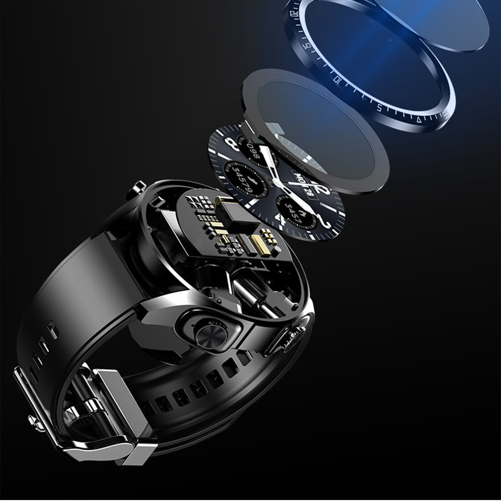 2 In 1 Smart Watch with Earbuds Men Smartwatch Wireless Headset For Android iOS
