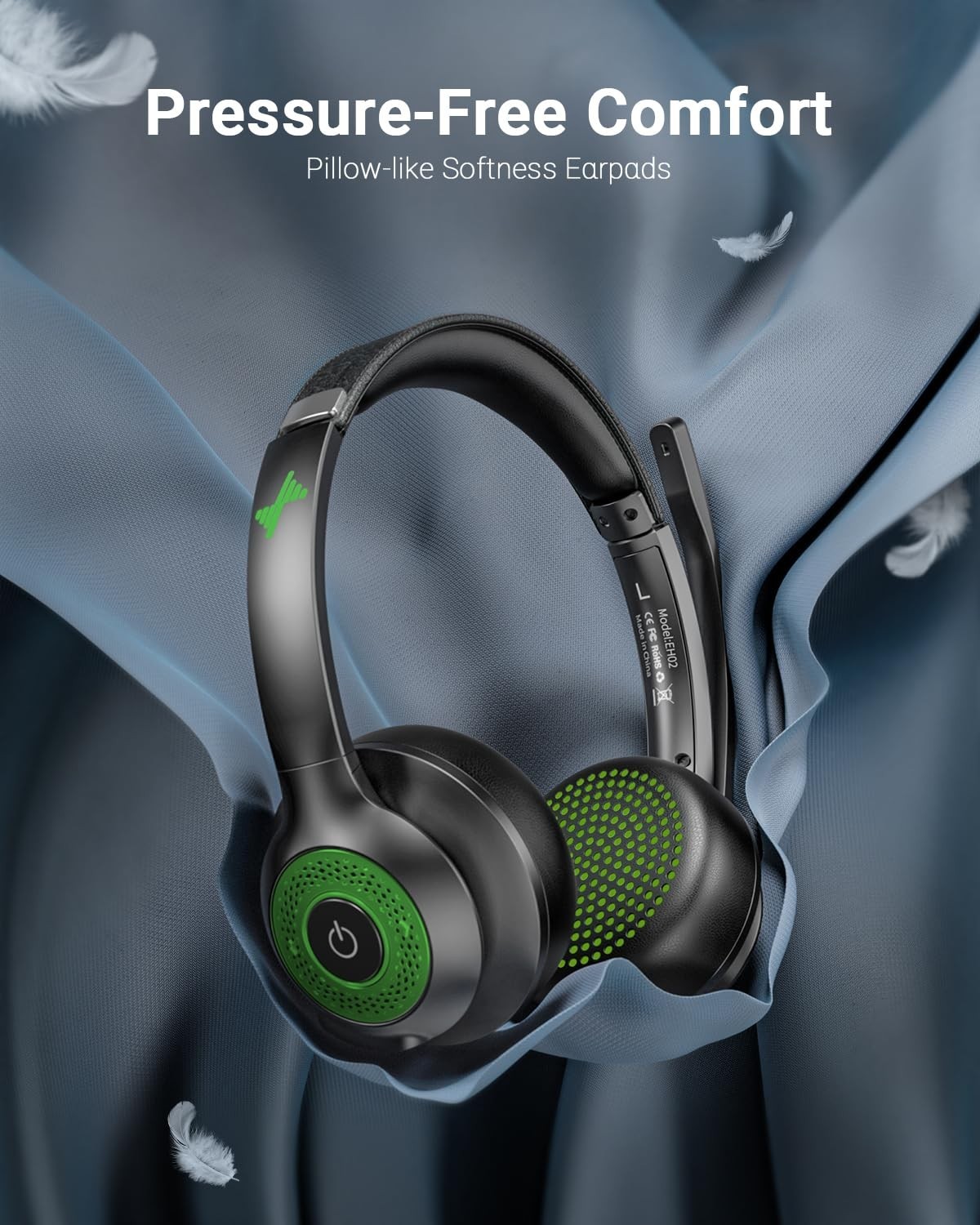 JIAMQISHI EH02 Wireless Headset AI Noise Cancelling Bluetooth V5.2 USB Dongle