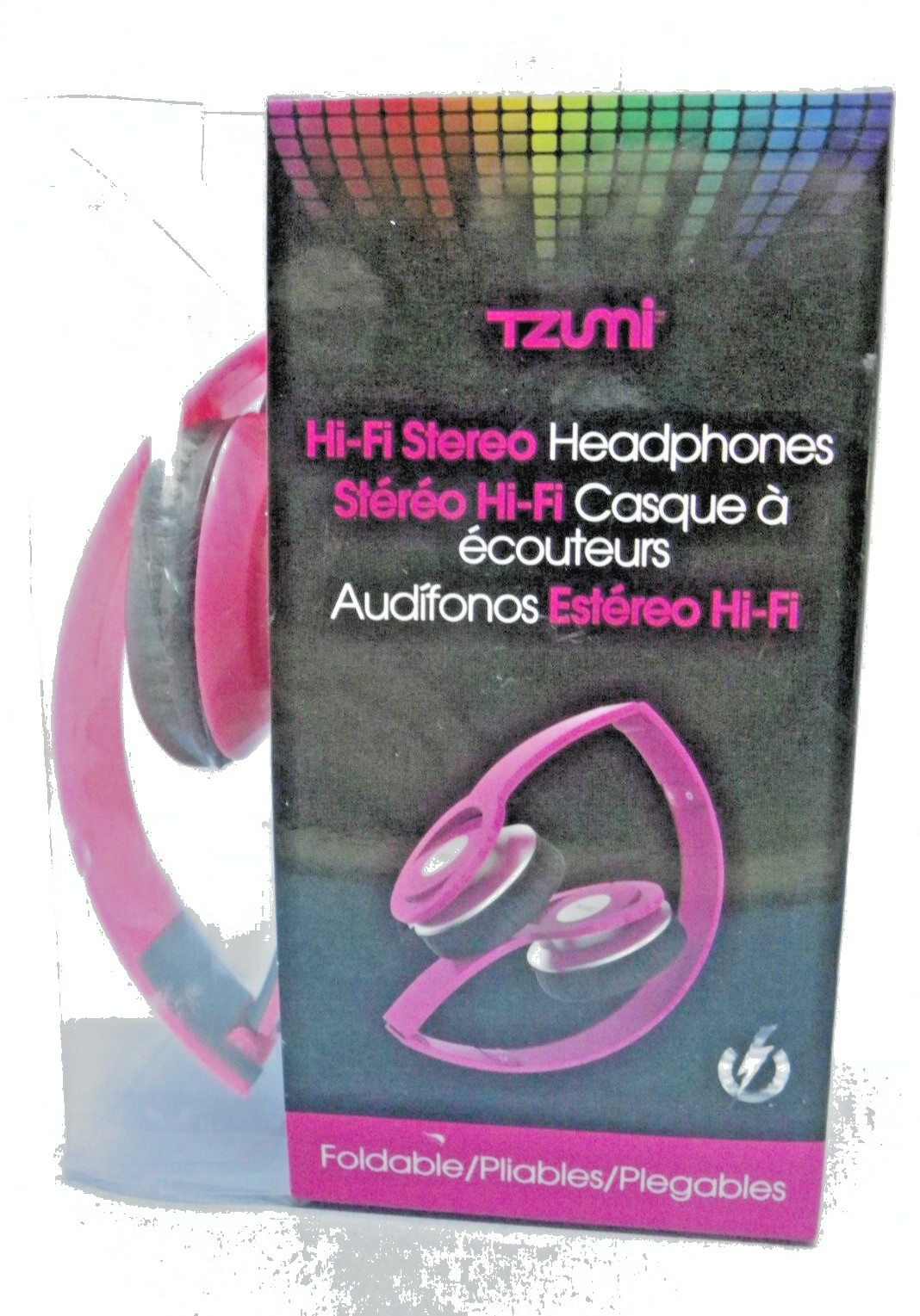 Tzumi Hi-Fi Stereo Headphones Foldable Pink Comp w/Smartphones & Tablets 3.5mm