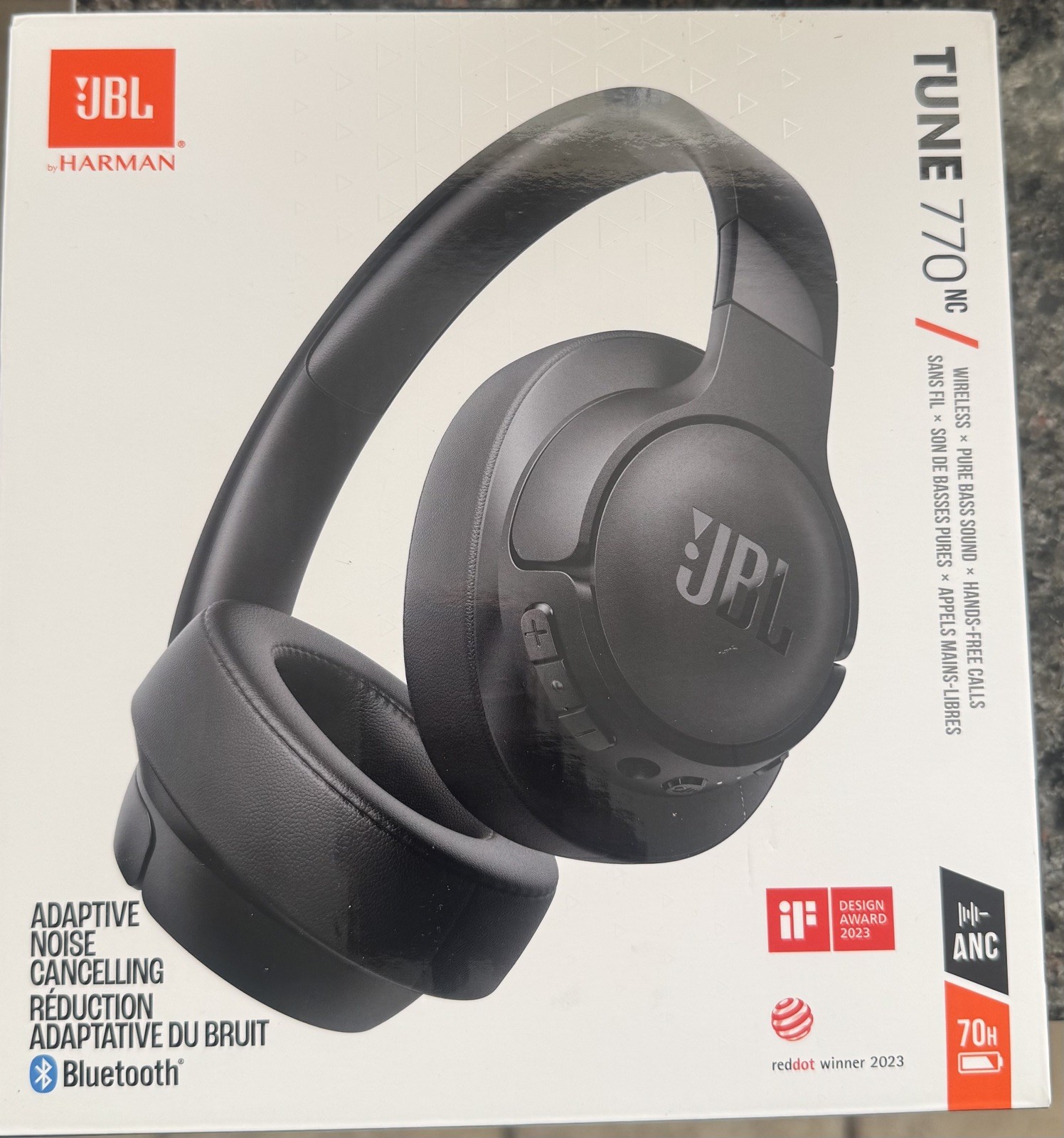 NEW JBL Tune 770NC Wireless Over-Ear Headphones Adaptive Noise Cancelling Black