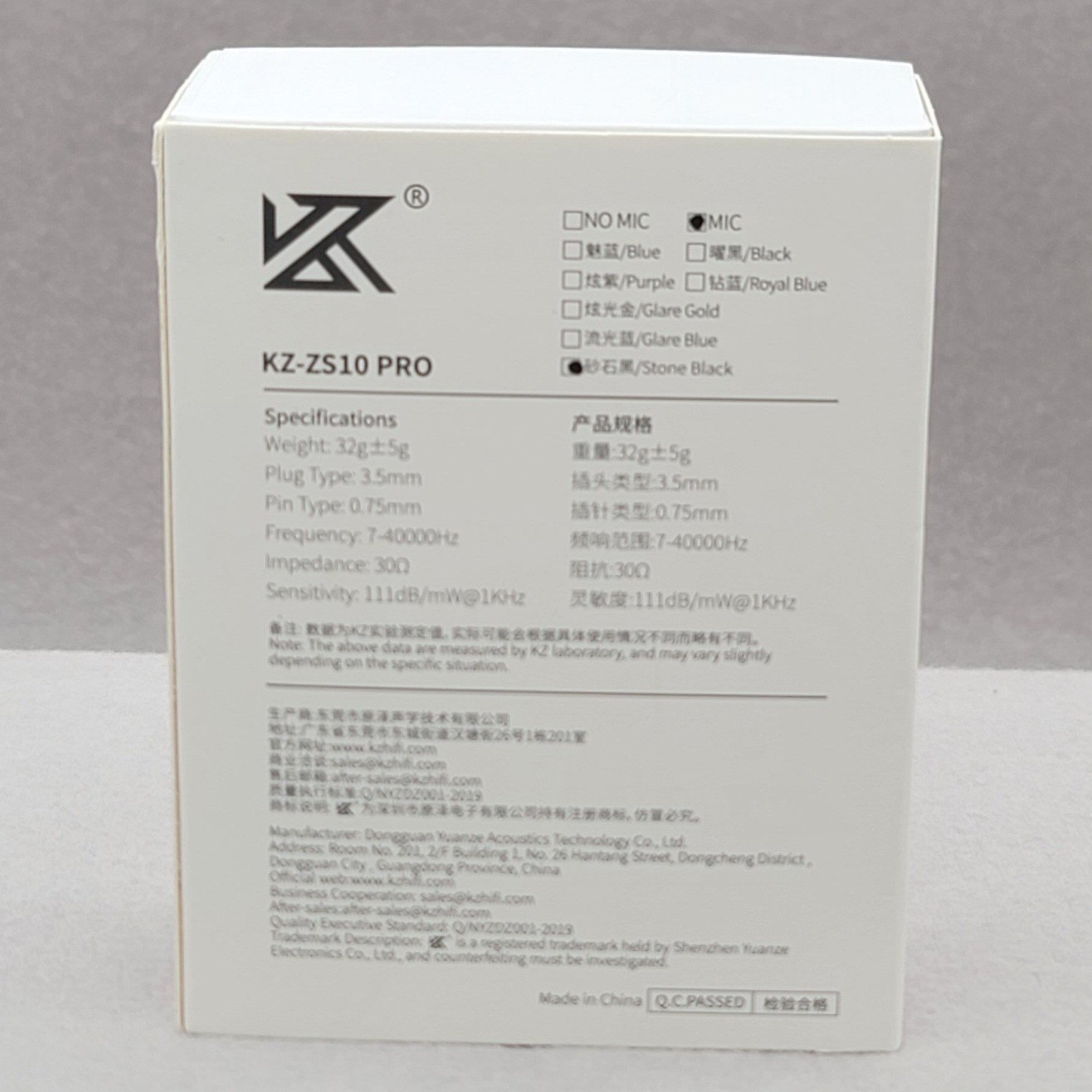 KZ ZS10 PRO Hybrid HiFi In Ear Monitors Stone Black with Mic 1DD 4BA Earphones
