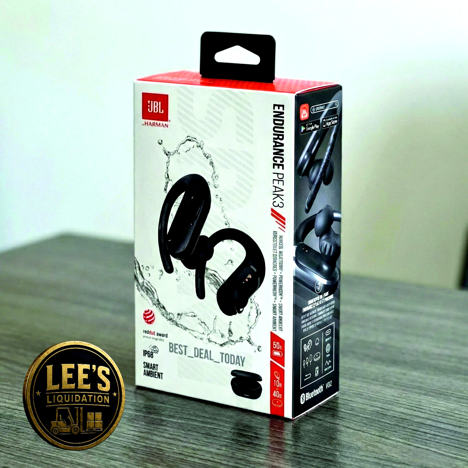 JBL Endurance Peak 3 Wireless Earbud Headphones, Bluetooth, Black -NEW in BOX!