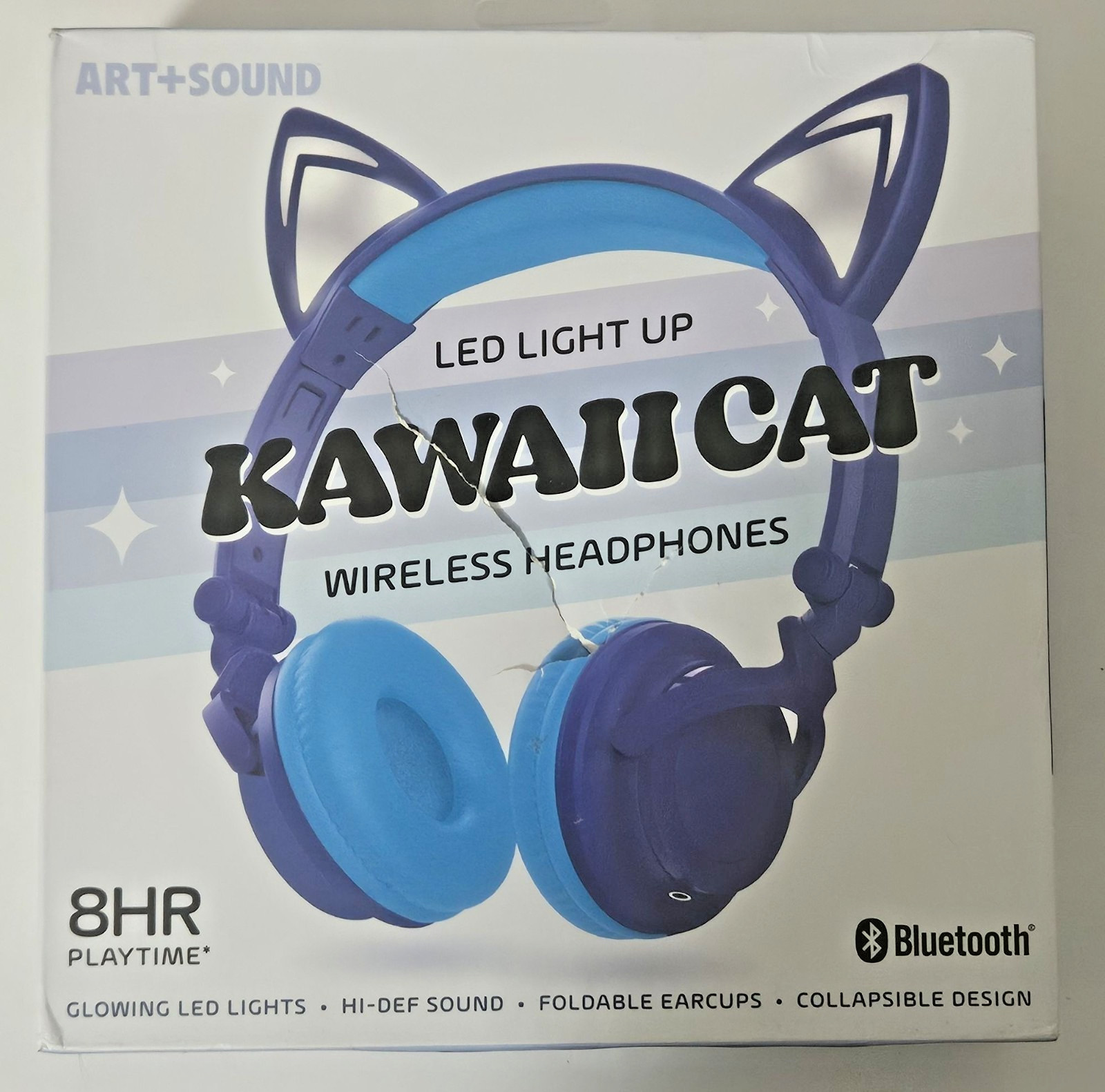 Art+Sound Kawaii Cat LED Light Up Bluetooth Headphones Kids Teen New Open Box