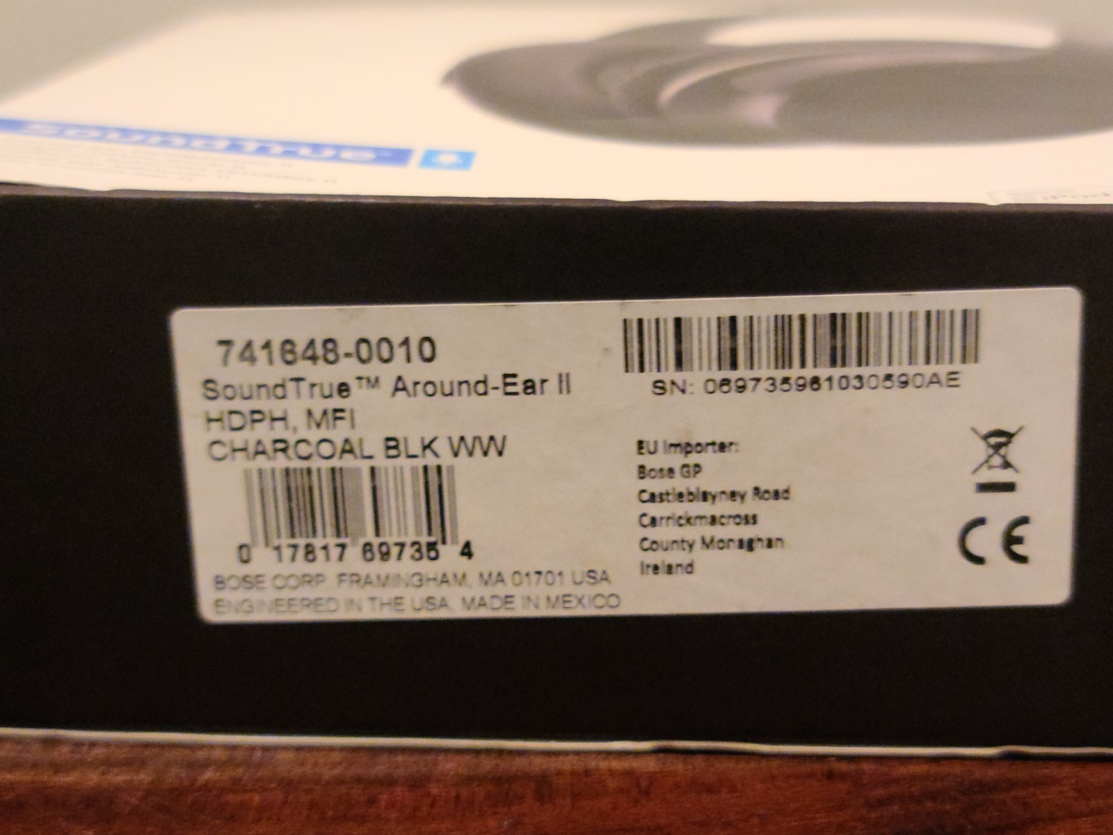 Bose SoundTrue Around-Ear II 2 Headphones Headset Apple Devices Charcoal NEW