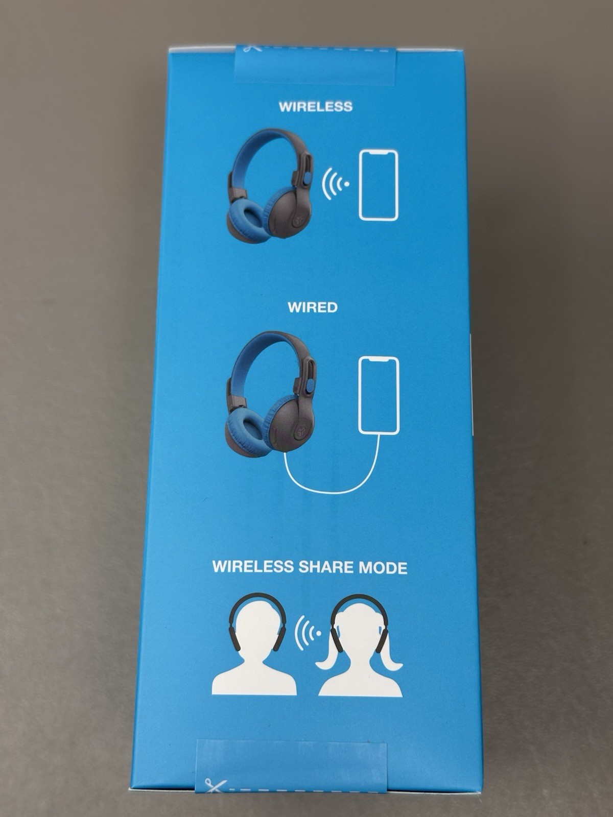 JLab JBuddies Studio 2 2-in-1 Wireless Wired On-Ear Kids Headphones Grey Blue