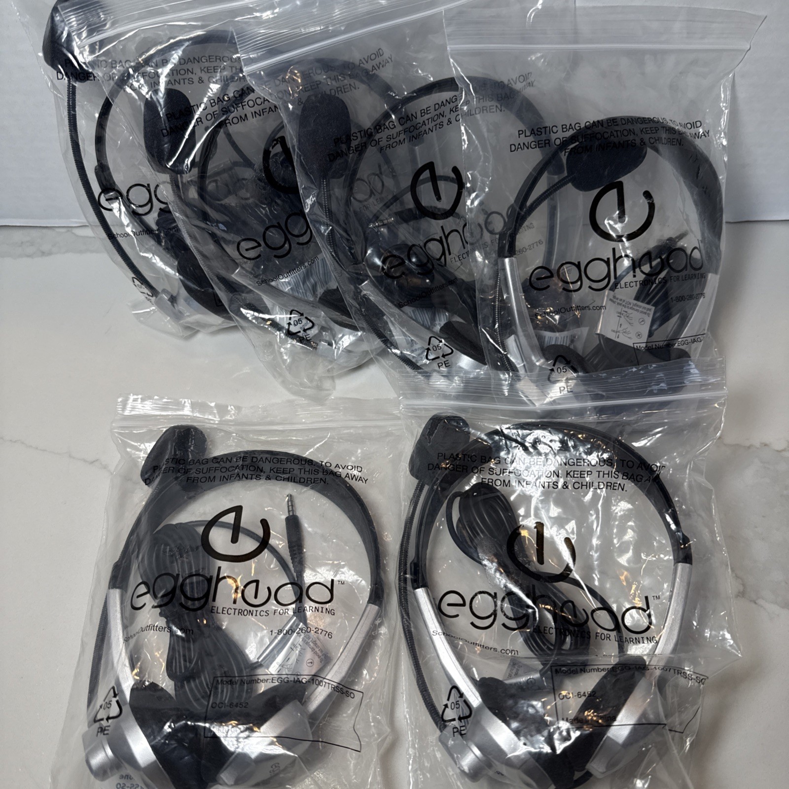 Lot 6 – Egghead Electronics For Learning Headsets, 3.5 Mm Jack Connection