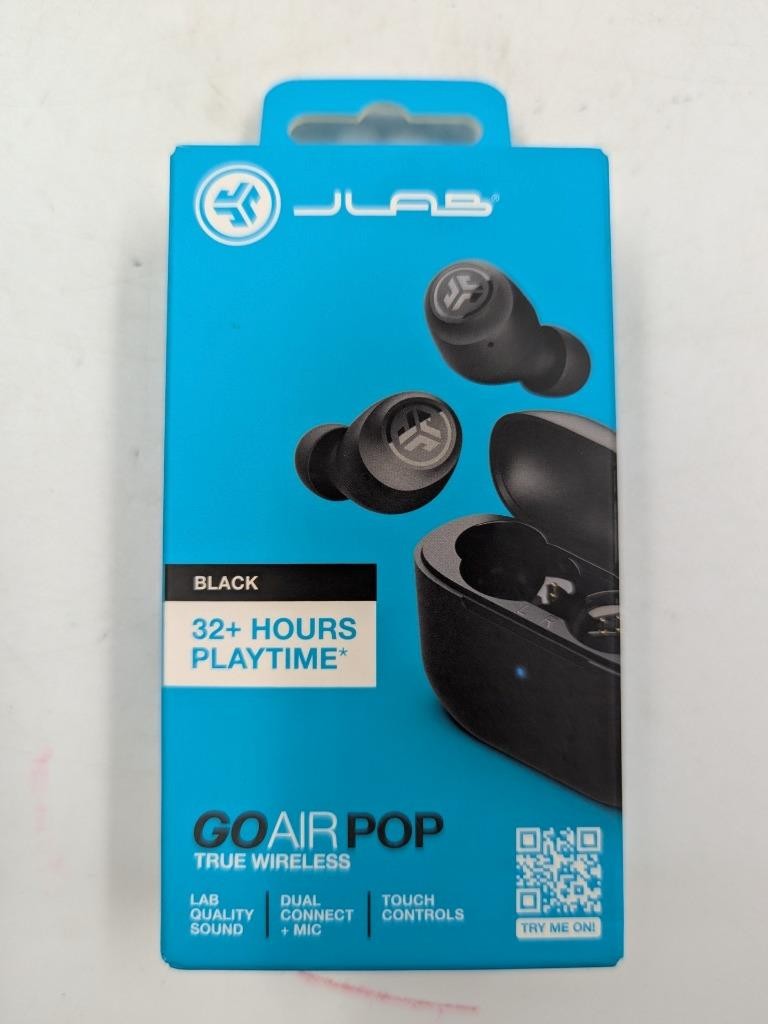 JLab Go Air Pop True Wireless Bluetooth Earbuds + Charging Case – Black