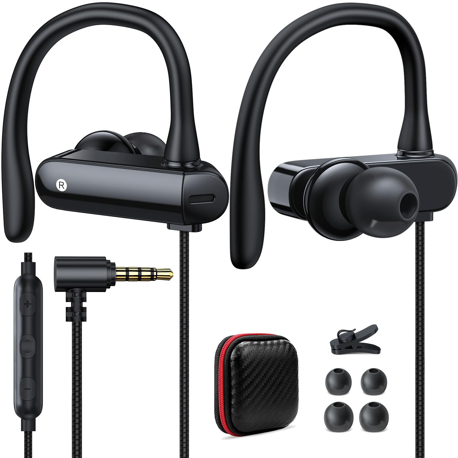 5.9FT Long Cord Wired Earbuds for Chromebook Laptop, 3.5mm Jack Plug Over Ear…