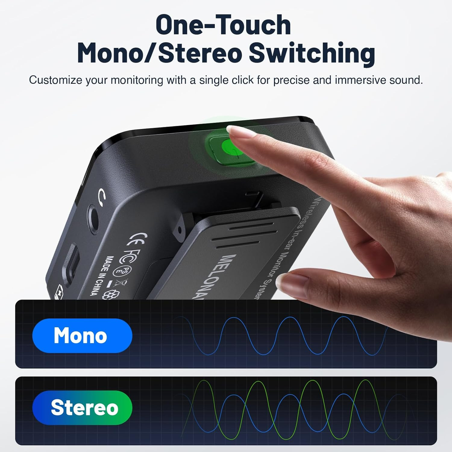 Wireless In-Ear Monitor System with 2 Receivers for Live Sound & Studios