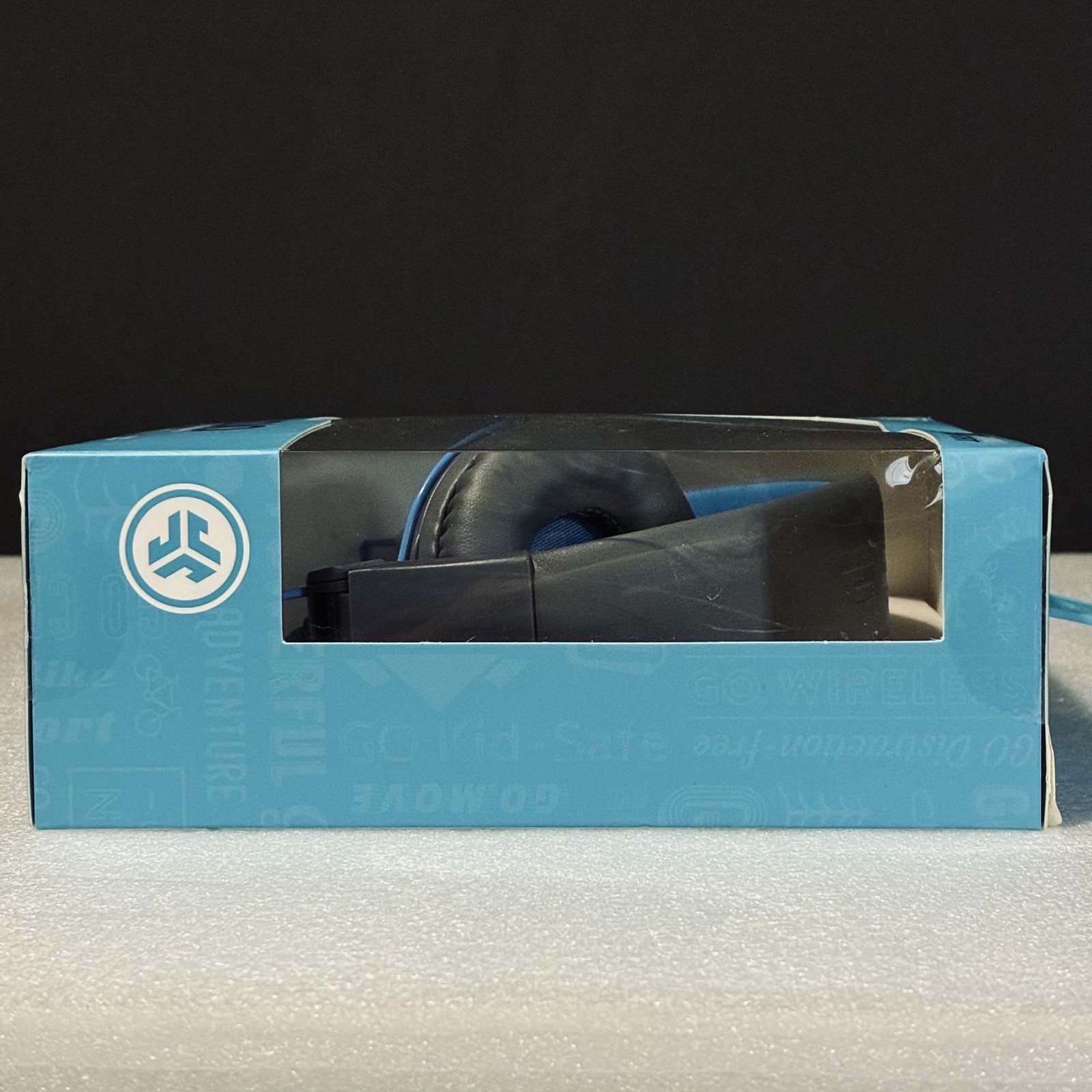 JLab Audio Studio On Ear Headphones Gray/Blue 3.5mm Mic Tangle-Free Wired Stereo