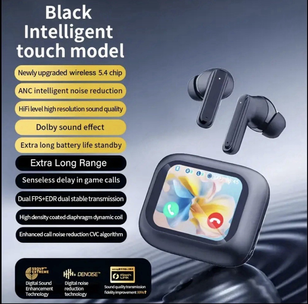 Bluetooth Earbuds – HiFi Stereo Sound, LCD Touch Display, HD Calls