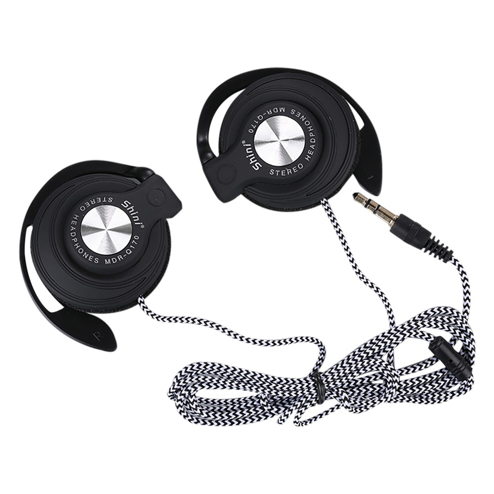 3.5mm Wired Headphones Heavy Bass Headset Over-ear Adjustable Ear Hook Earphones