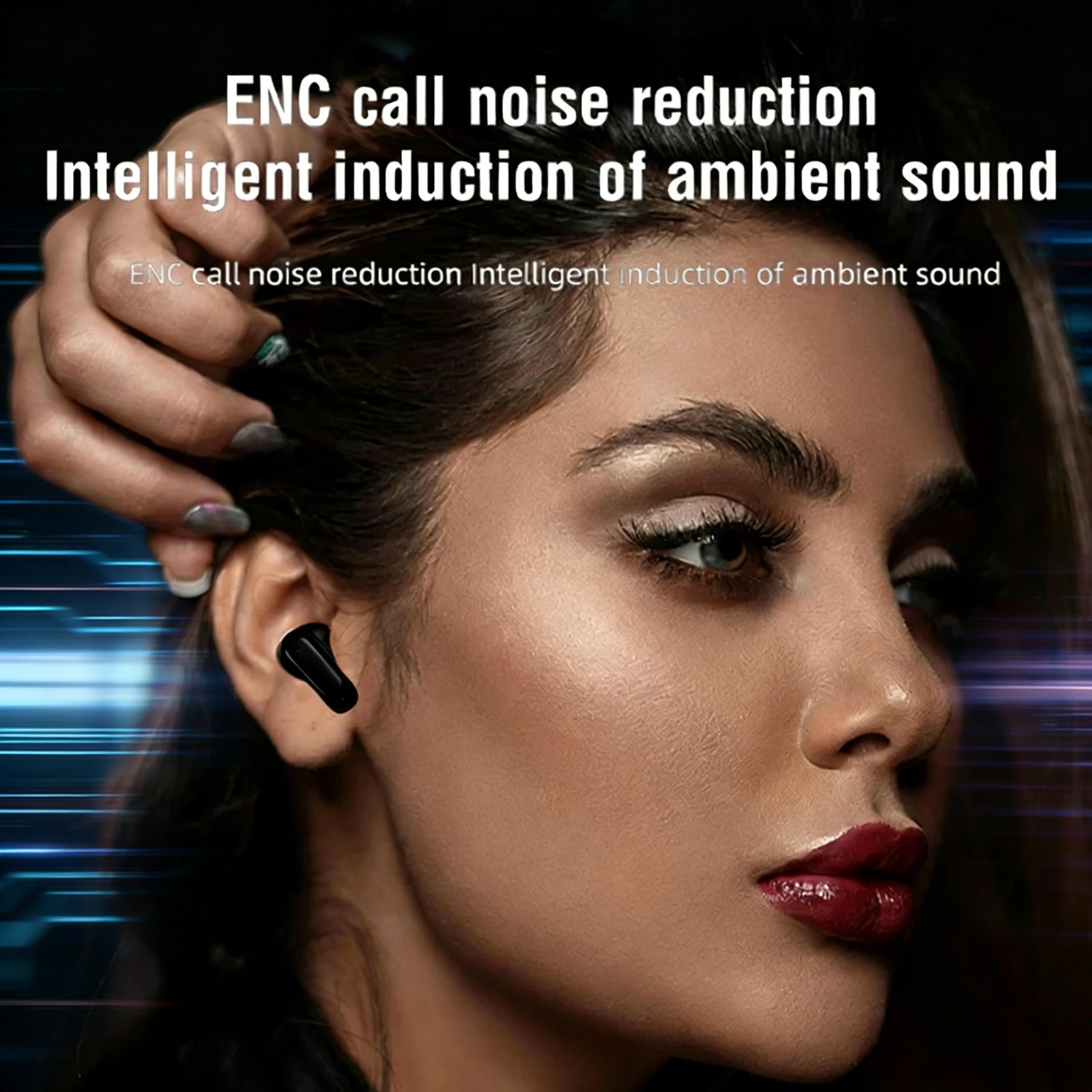 BOSECXT TWS Earbuds Bluetooth 5.3 ANC Wireless Headphones Smart Touch Screen
