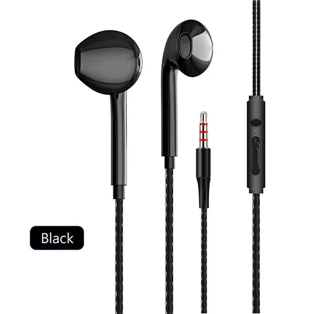 Type C Wired Earphones In-Ear Headset with Microphone 3.5mm Stereo Bass Headphon