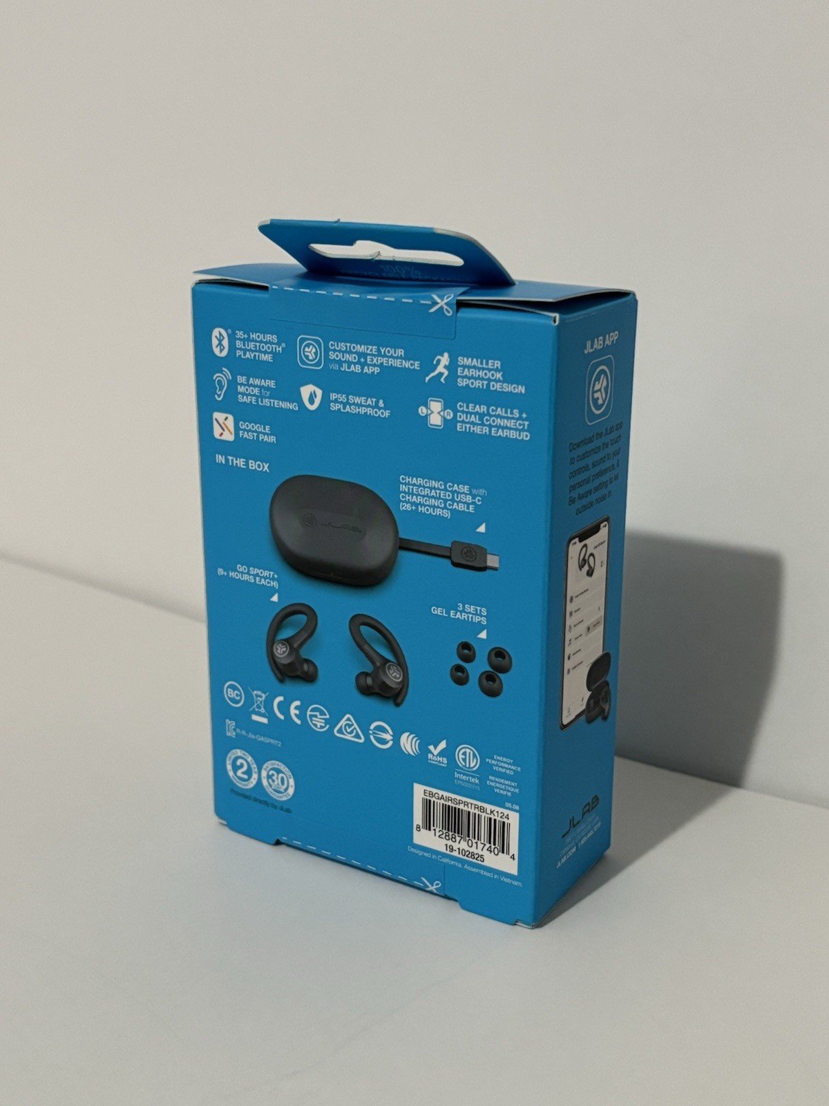 JLab Go Air Sport True Wireless Bluetooth Earbuds with Charging Case – Black