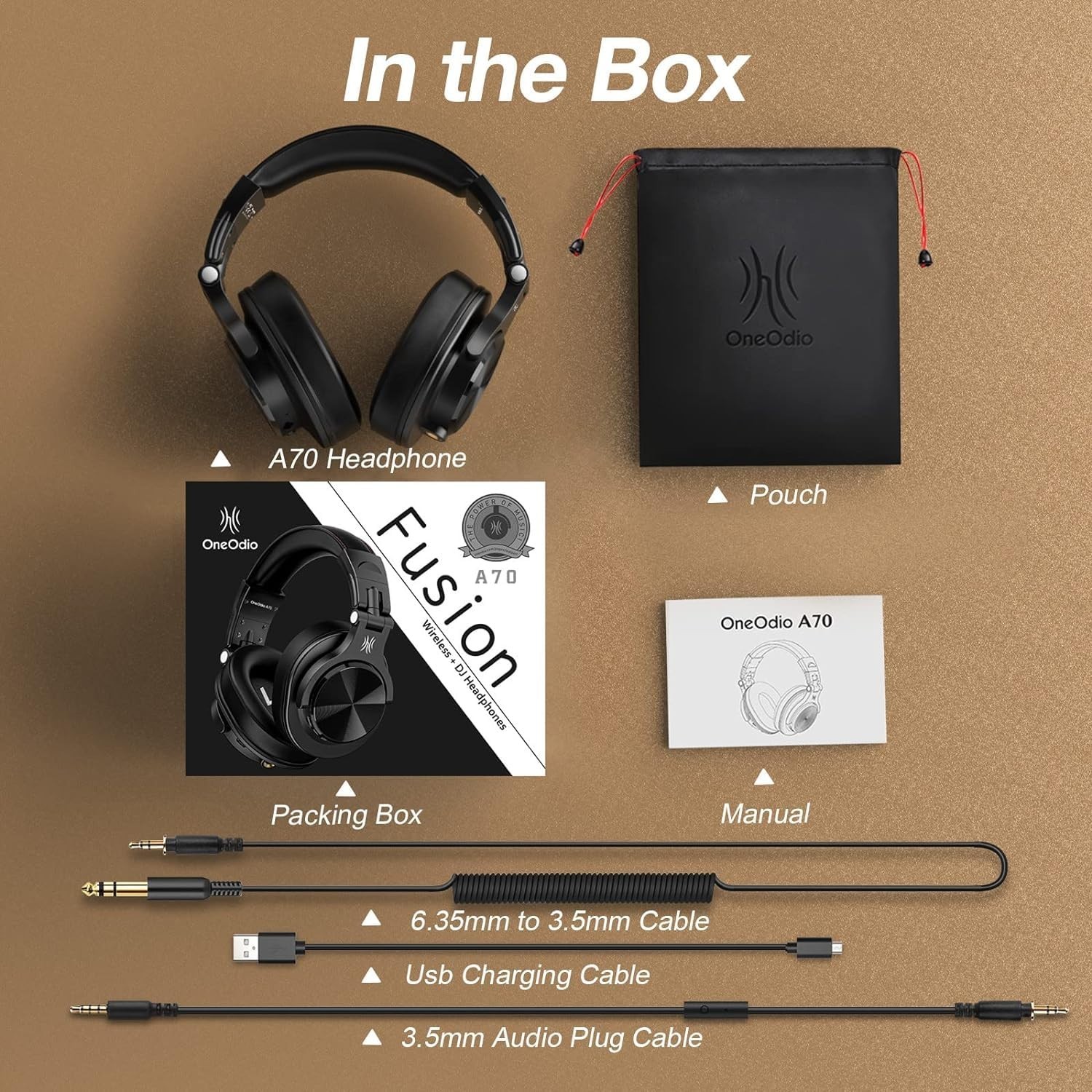 Bluetooth Over-Ear Headphones, Hi-Res Wired DJ Studio, 72H Playtime, 3.5mm/6.35m