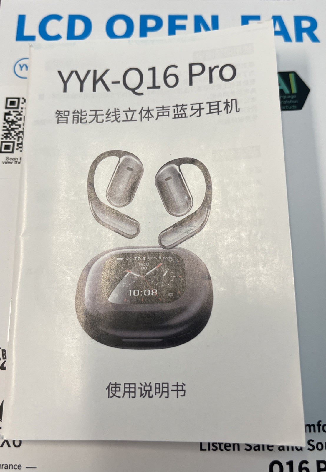 YYK-Q1 Q16 Pro LCD Open Ear Earbuds True Wireless LCD Open Earphones Lightweight
