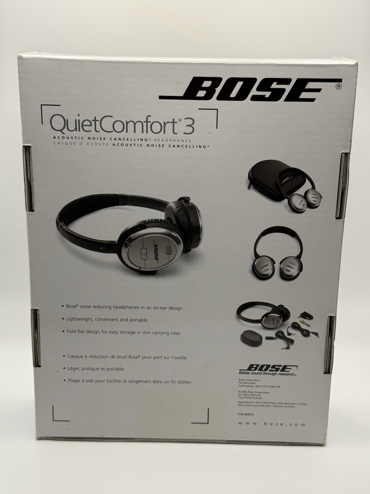 Bose QuietComfort 3 Silver Acoustic Noise Cancelling Over Ear Wired Headphones