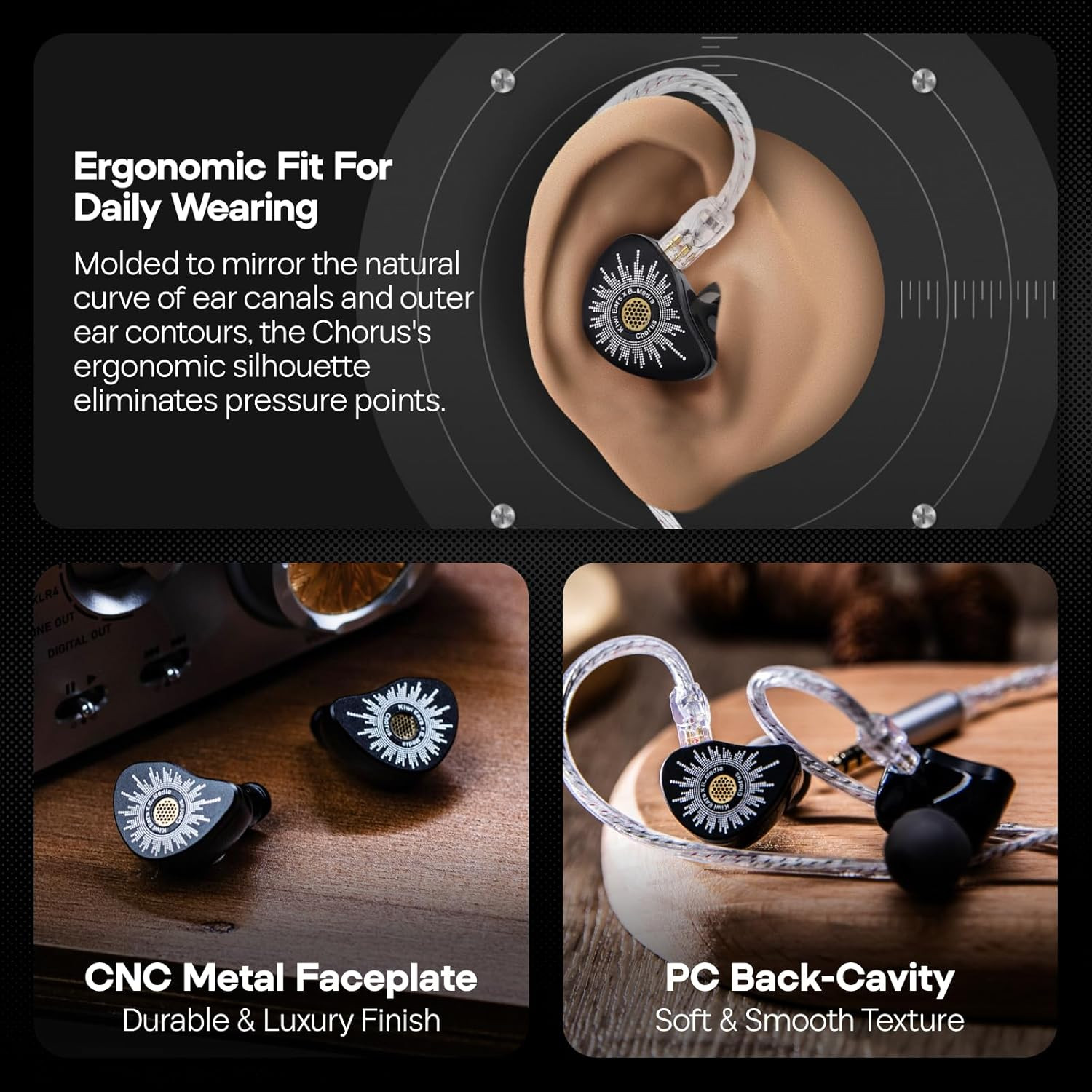 Kiwi Ears X B_Media: Chorus in Ear Monitor,Dlc Diaphragm Dynamic Driver Wired Ea