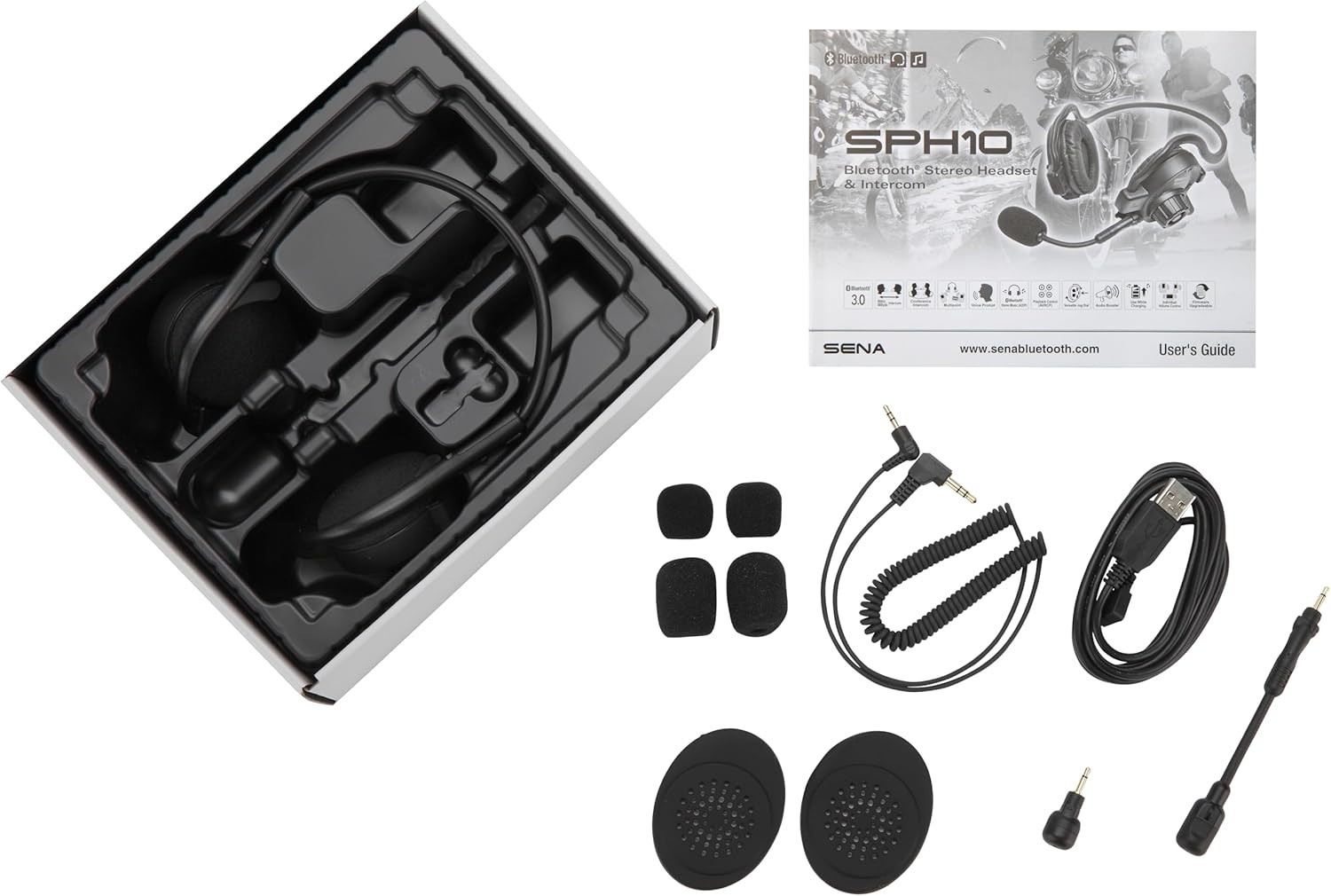 Sena SPH10 Outdoor Sports Bluetooth Helmetless Stereo Headset Black 2200 Ohms