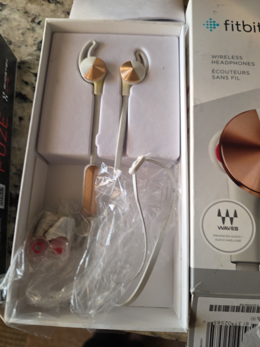 Fitbit Flyer Wireless Fitness Bluetooth Headphones- White plus Bonus Headphone