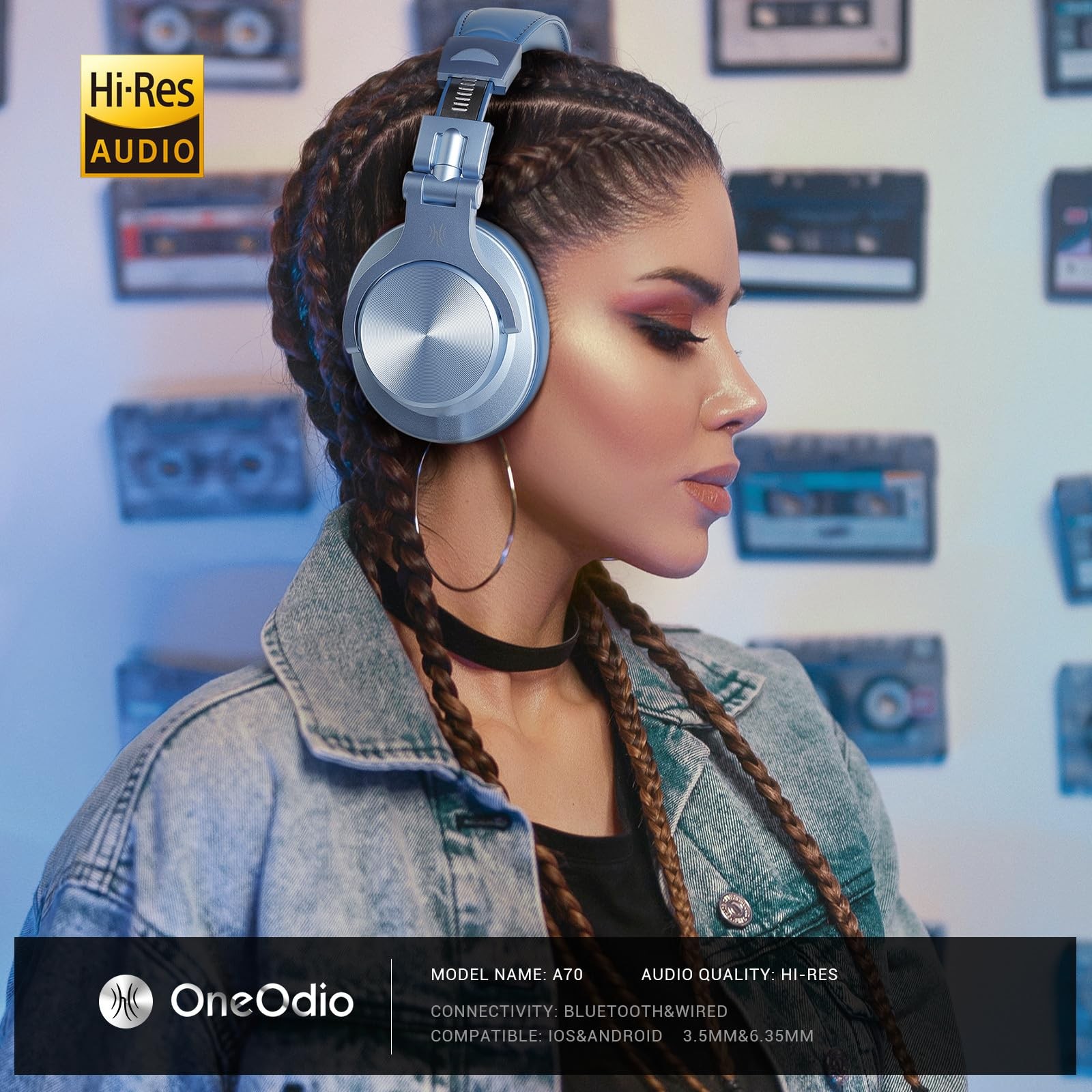 Audifonos Profesionales Auriculares Para DJ Headphone Professional Cielo Azul US