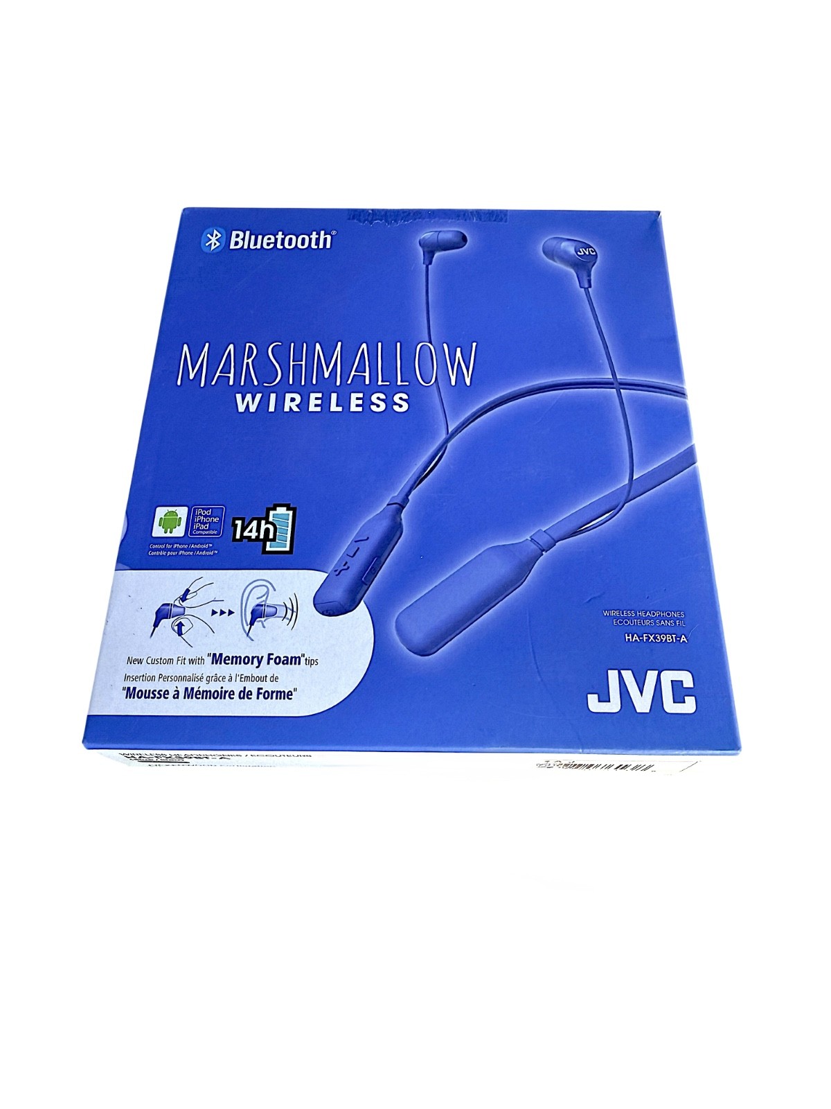 JVC Marshmallow Wireless Bluetooth Earbuds HA-FX39BT-A Blue Tested Clean