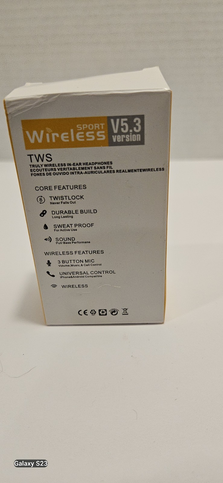 TWS Wireless V5.3 Bluetooth In-Ear Earbuds Black Sweat-Proof Mic, Charging Case