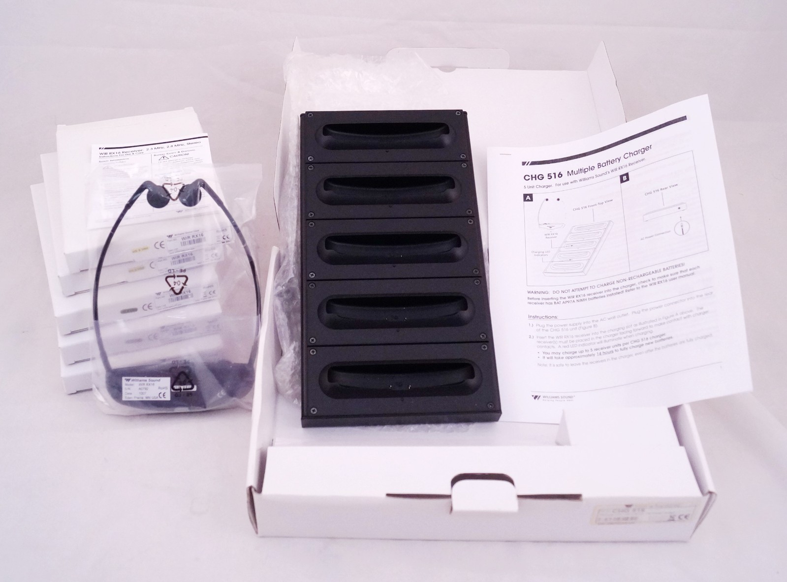 New Set of Williams Sound-Under Chin-Infrared WIR RX16 and Charger Base.