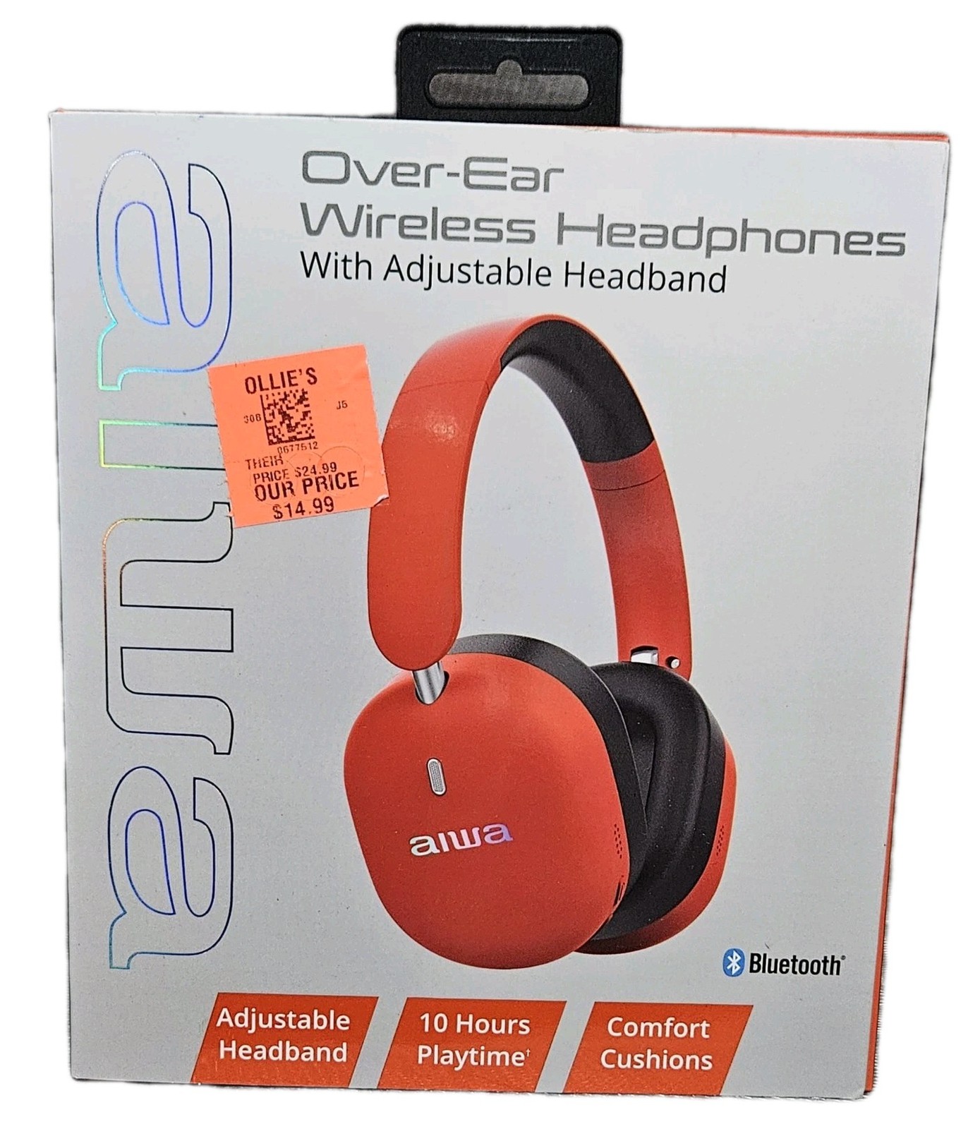 NIB* Aiwa AI5009 Over Ear Wireless Adj. Pad Headphones, Bluetooth, 10 hours-red