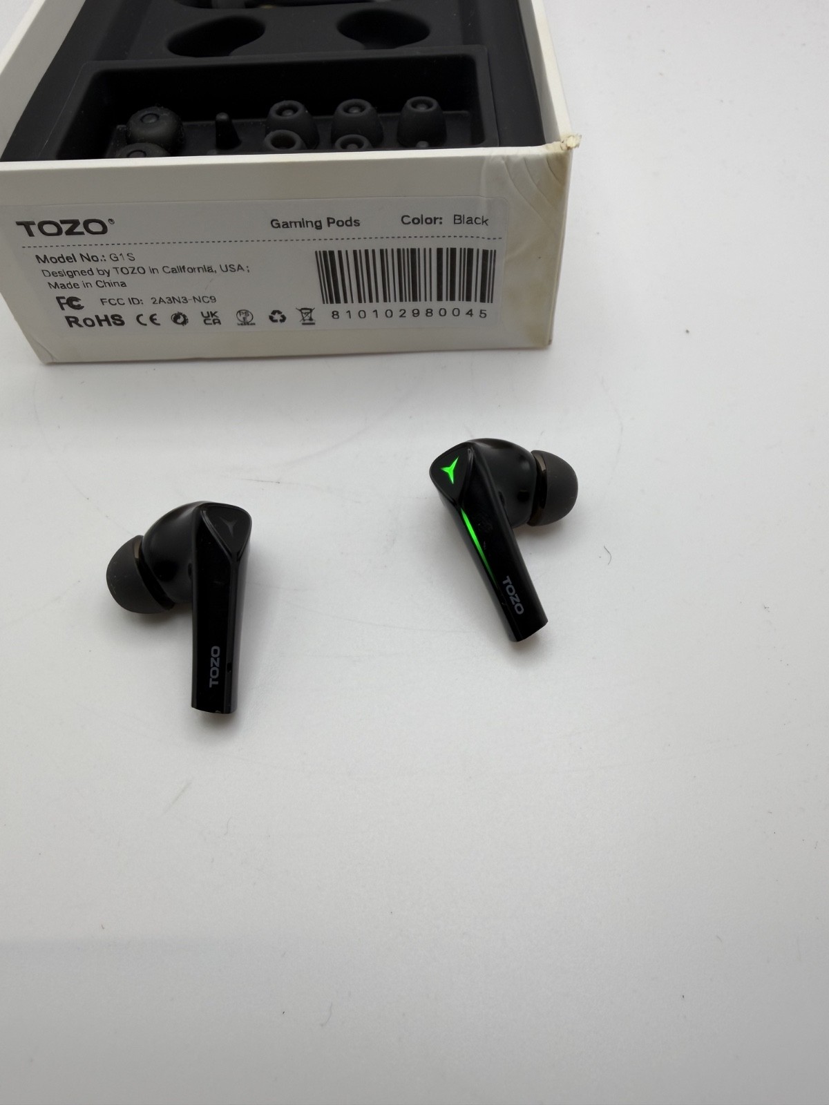 TOZO G1S Gaming Pods True Wireless Bluetooth Earbuds Black w/ Charging Case