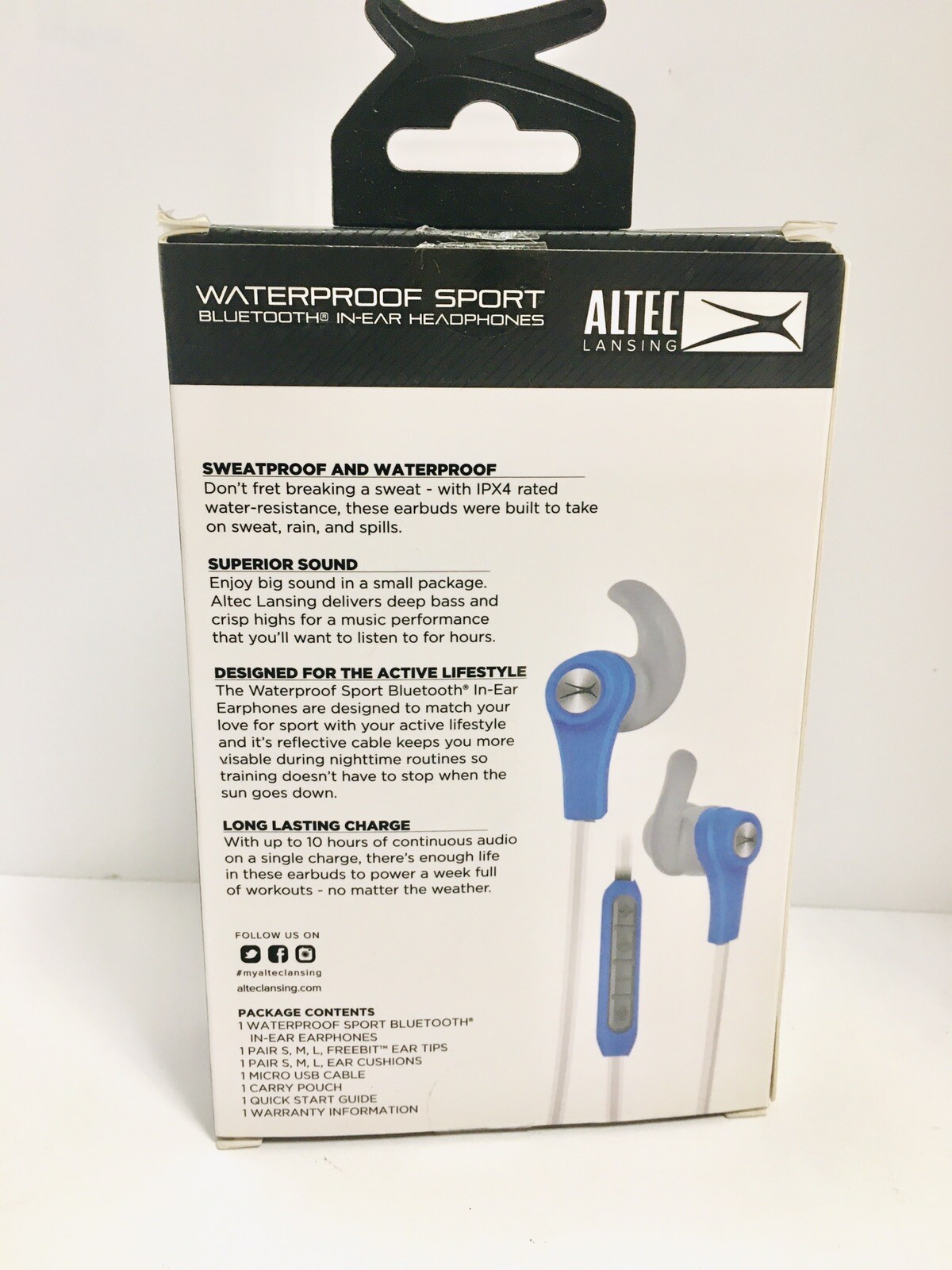 ALTEC LANSING waterproof sport bluetooth earphone upto 10 Hours play time