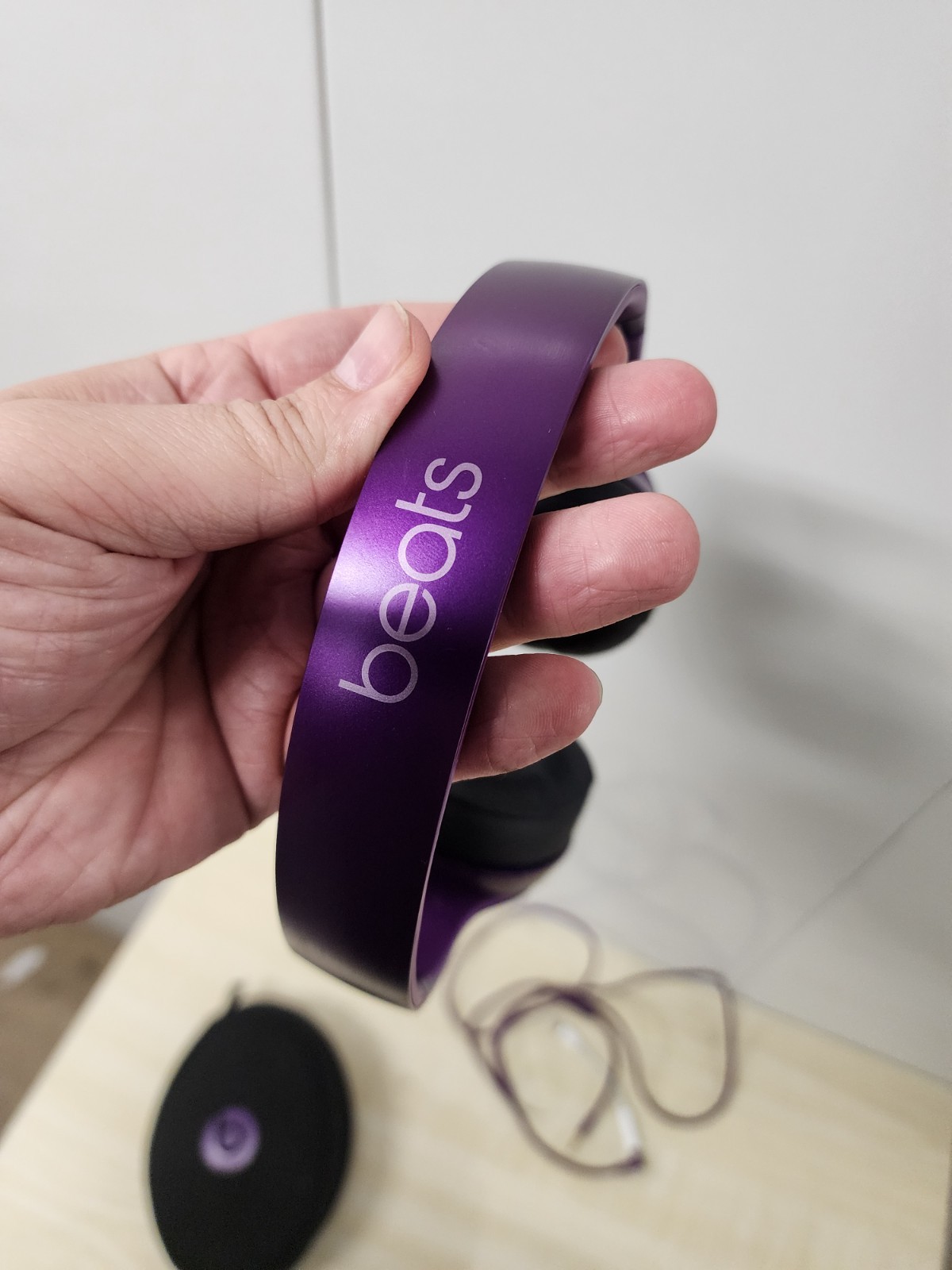 Beats Solo Wired Headphones Purple Used with case