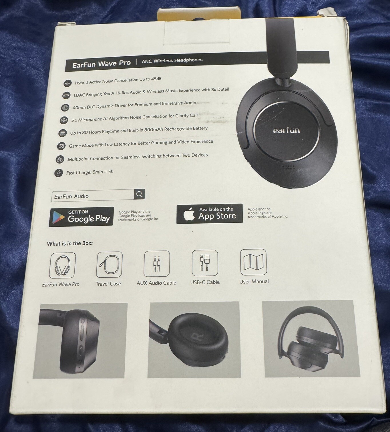 EarFun Wave Pro Active Noise Canceling Headphones ANC Wireless Bluetooth Hi-Res