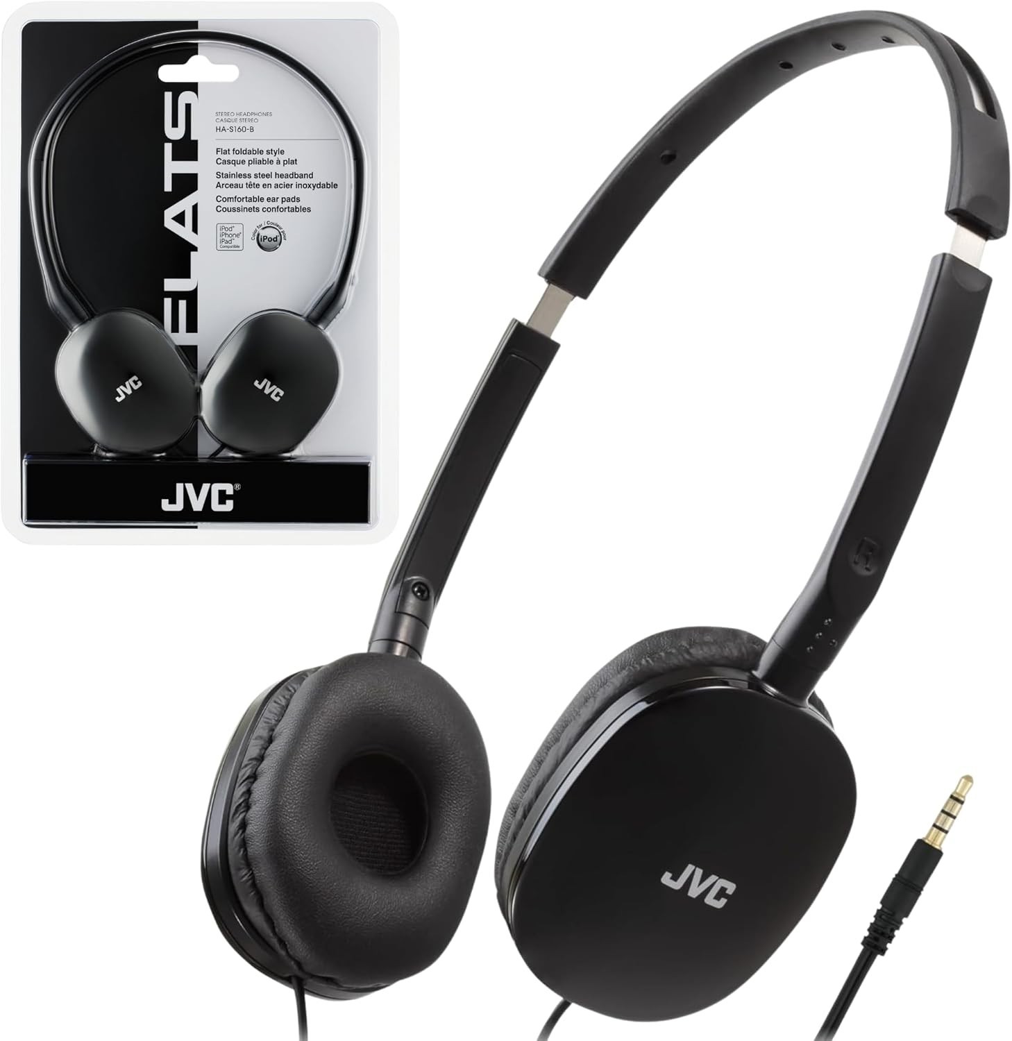 Flats On-Ear Wired Headphones – Flat Foldable Design – 30mm Driver for Powerf…