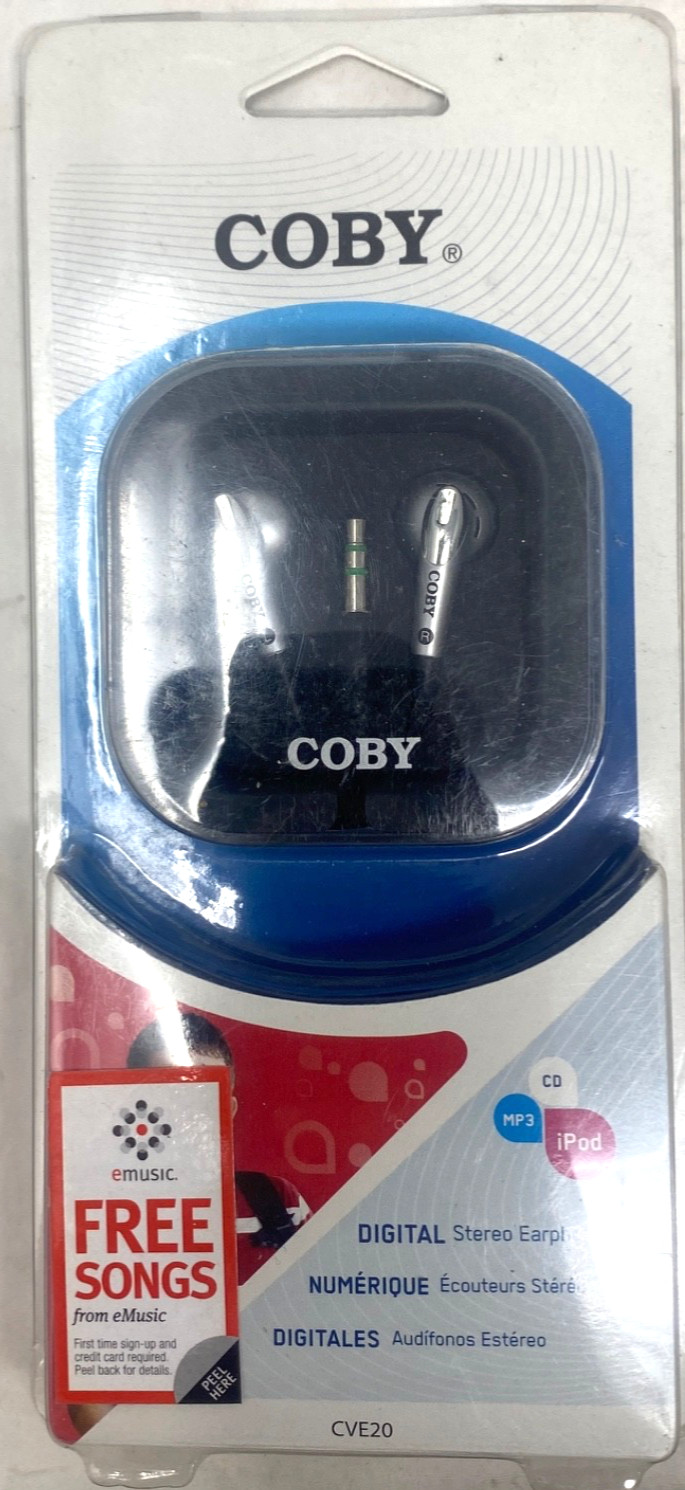 Coby Digital Stereo Earphone Lightweight In-Ear Black Silver CVE20