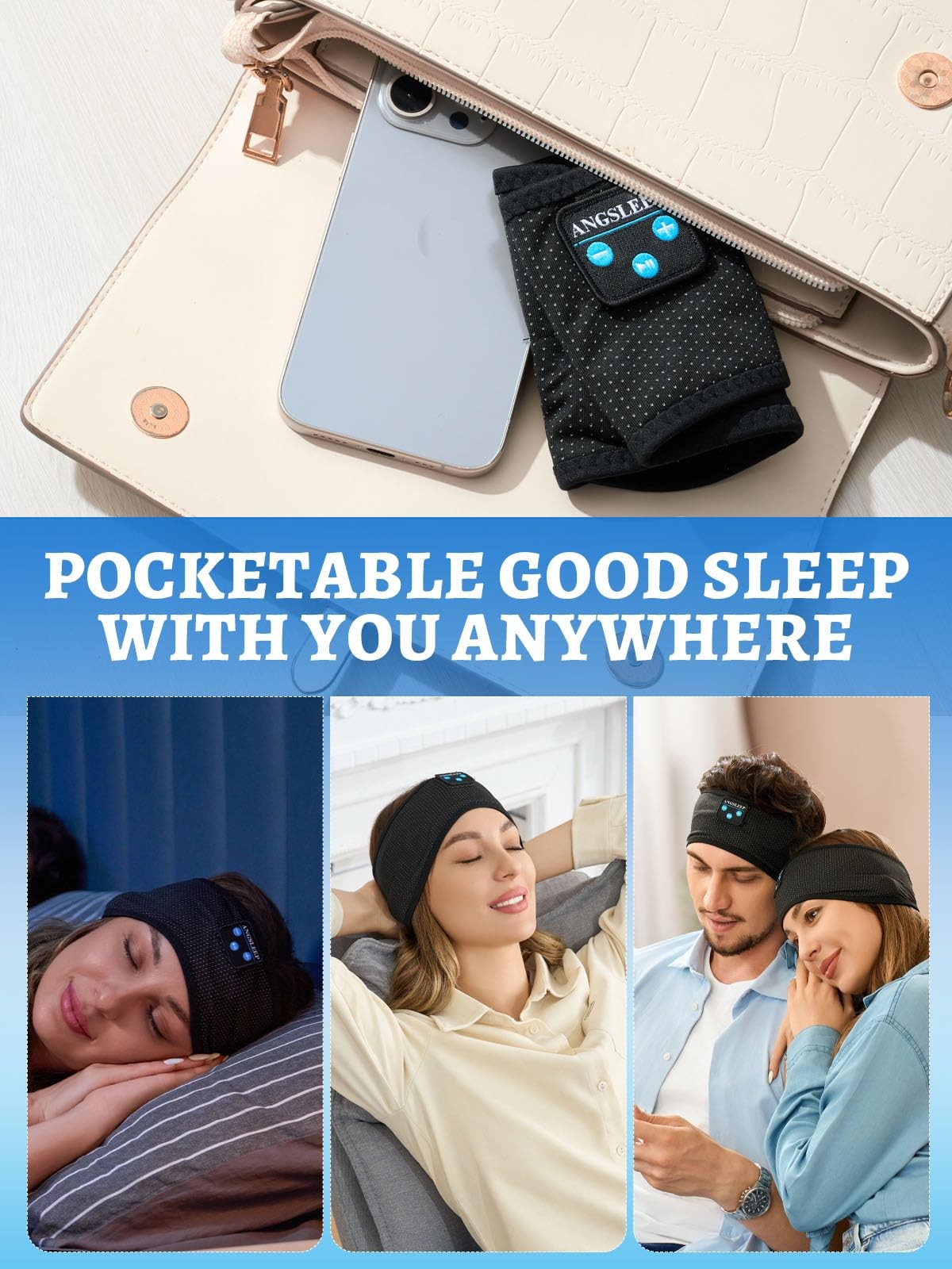 Sleep Headphones Bluetooth Wired 2in1, Headband Side Sleeper Thin Speaker Mic