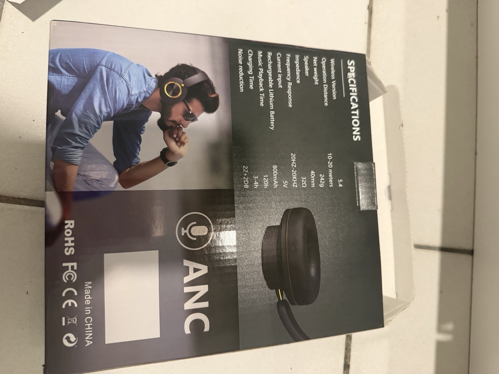 KUUCAT H8 Wireless Over-Ear Headphones w/ ANC, Bluetooth, 3.5mm Tan/Gold