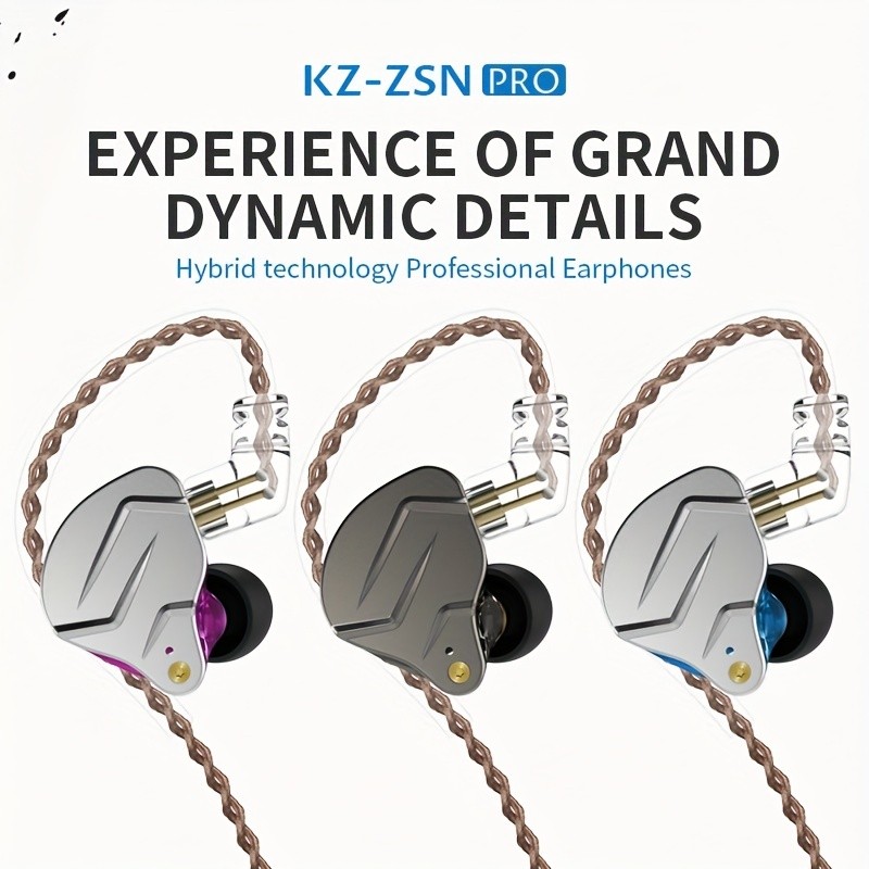 KZ ZSN Pro IEM Hybrid Dual-Driver In-Ear Headphones Detachable Cable HiFi