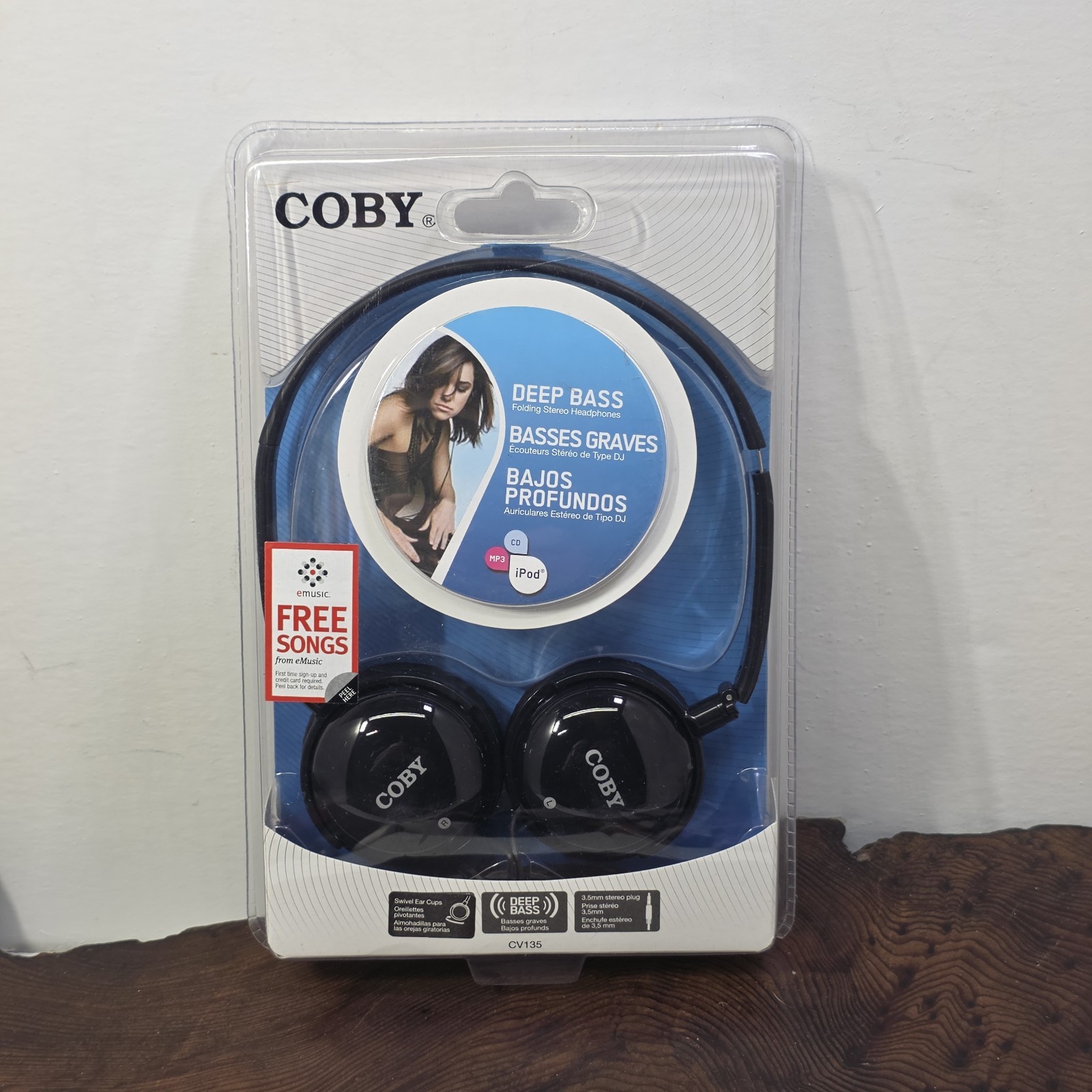 COBY CV135 Deep Bass DJ Stereo Headphones 40mm Wired 3.5mm NEW Sealed